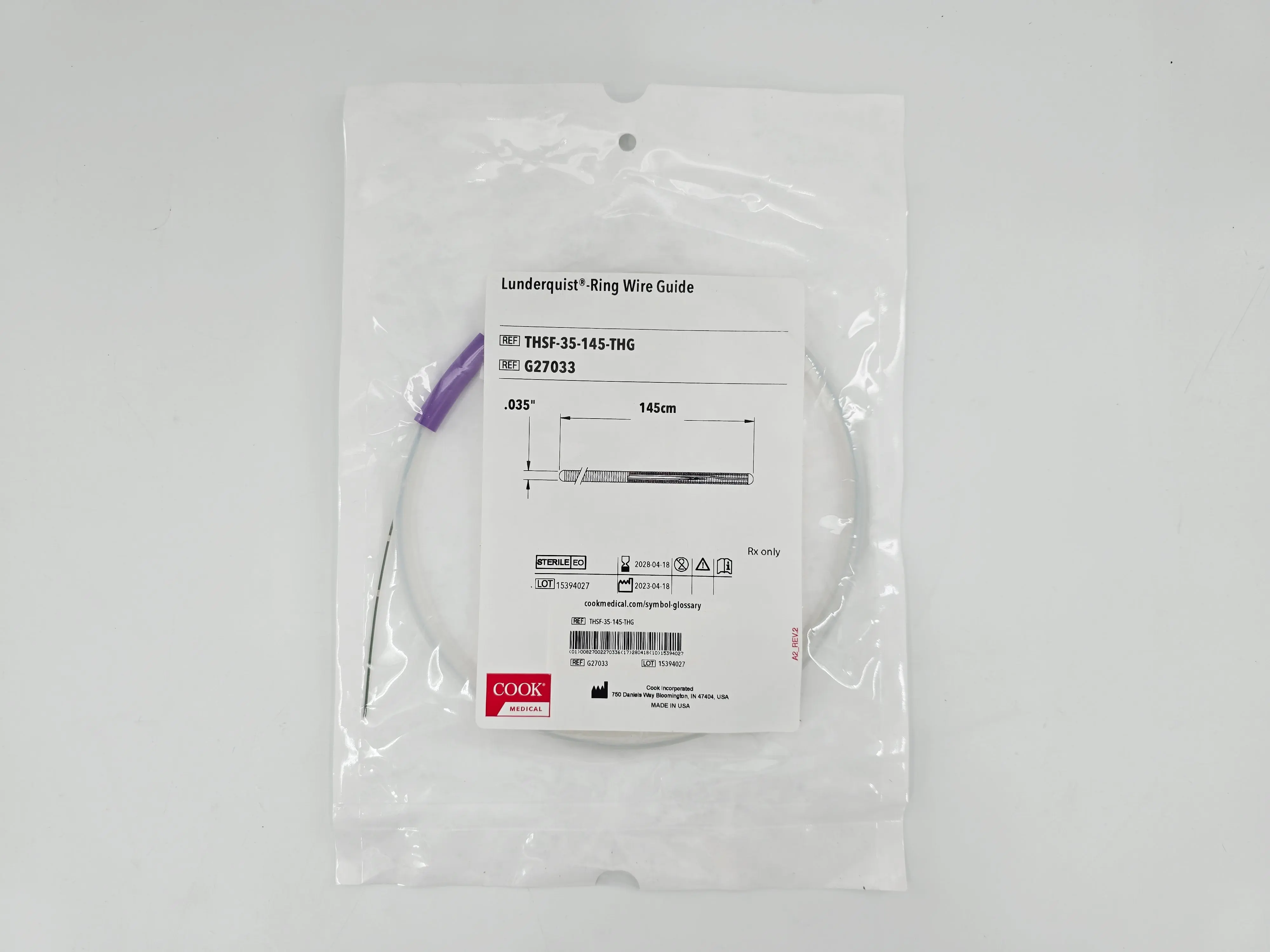 Cook Medical G27033 Lunderquist-Ring Torque Wire Guide 0.035" x 145cm Straight - Image 2