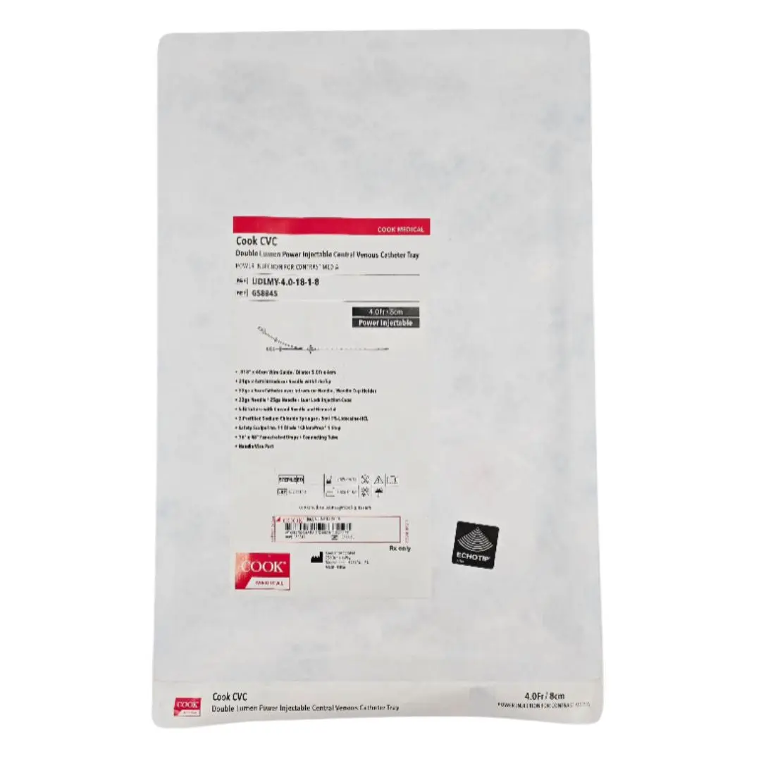 Cook Medical G58845 Double Lumen Power Injectable Central Venous Catheter Tray 4.0Fr.