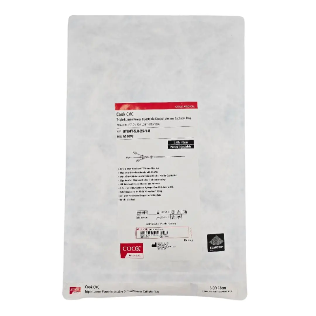 Cook Medical G58892 Triple Lumen Power Injectable Central Venous Catheter Tray 5.0Fr.