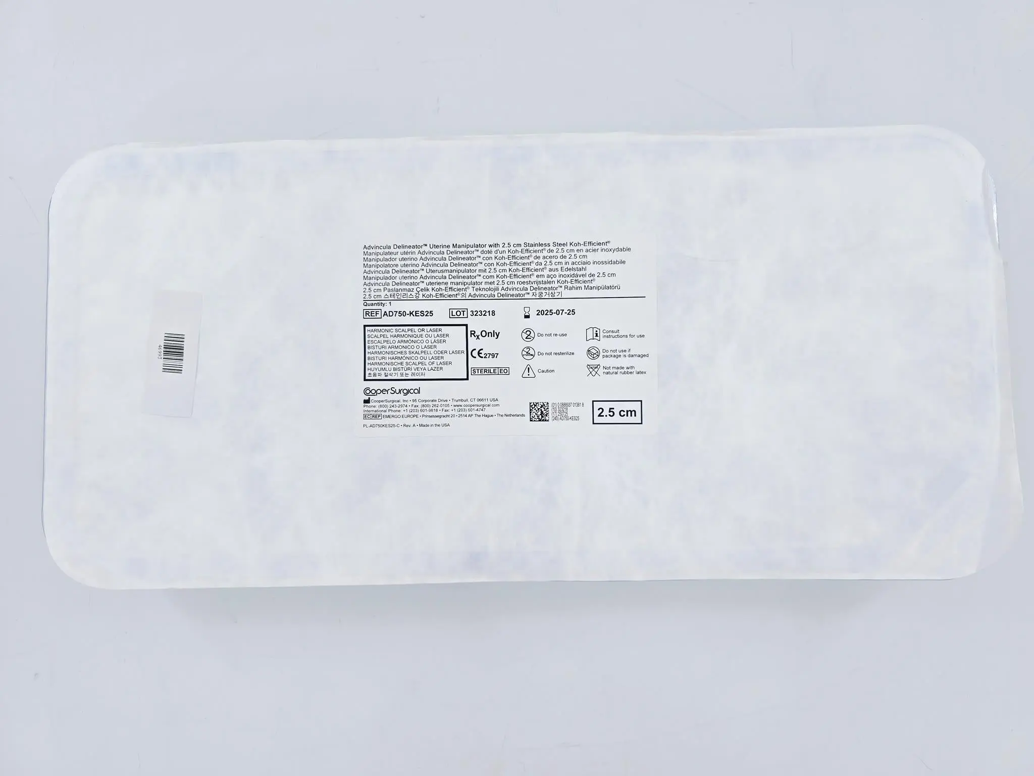 Cooper Surgical AD750-KES25 Advincula Delineator Uterine Manipulator w/ 2.5mm Stainless Steel Koh-Efficient - Image 2