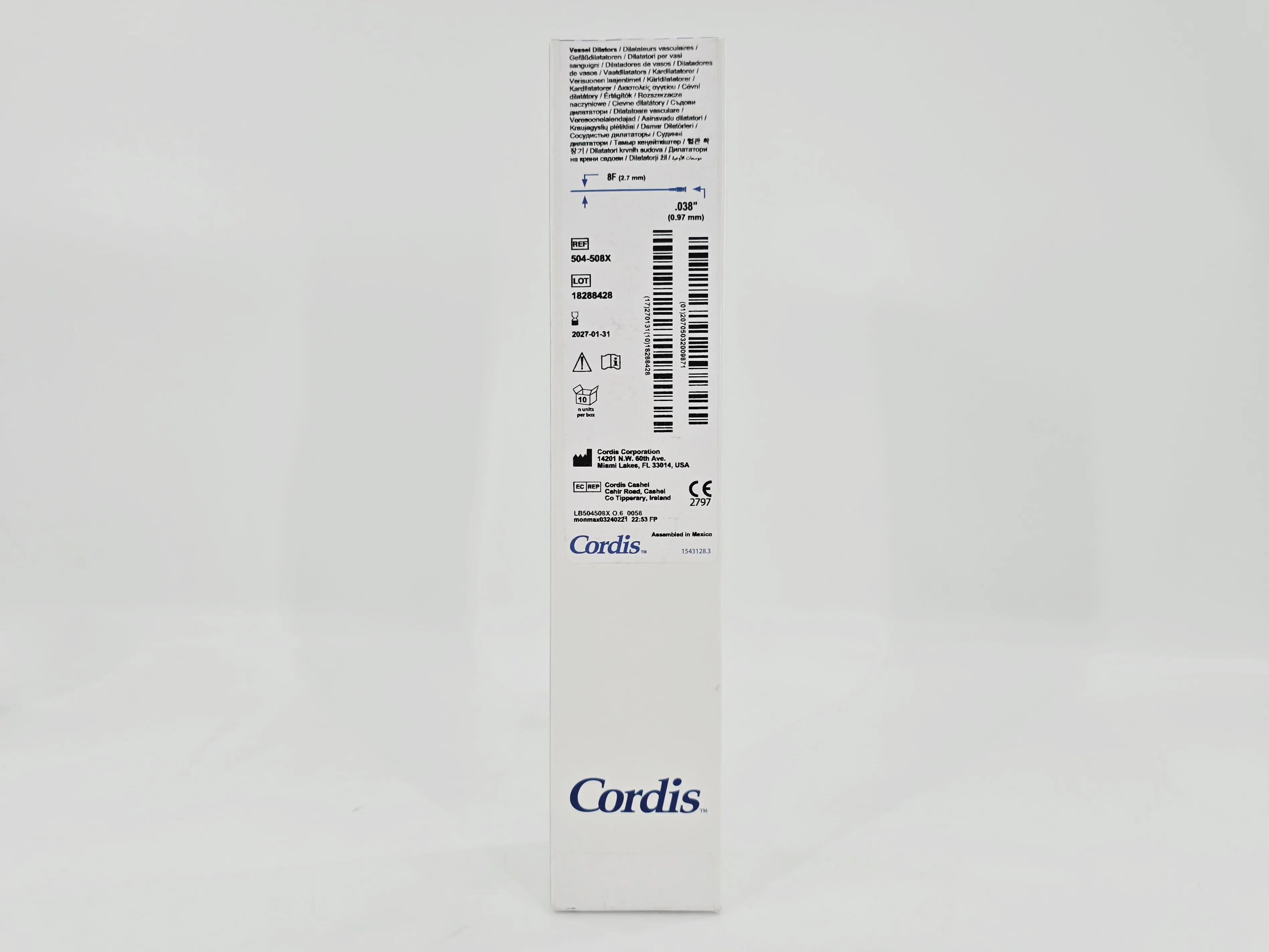 Cordis 504-508X Vessel Dilators 8F x 17cm .038" BX/10 - Image 2
