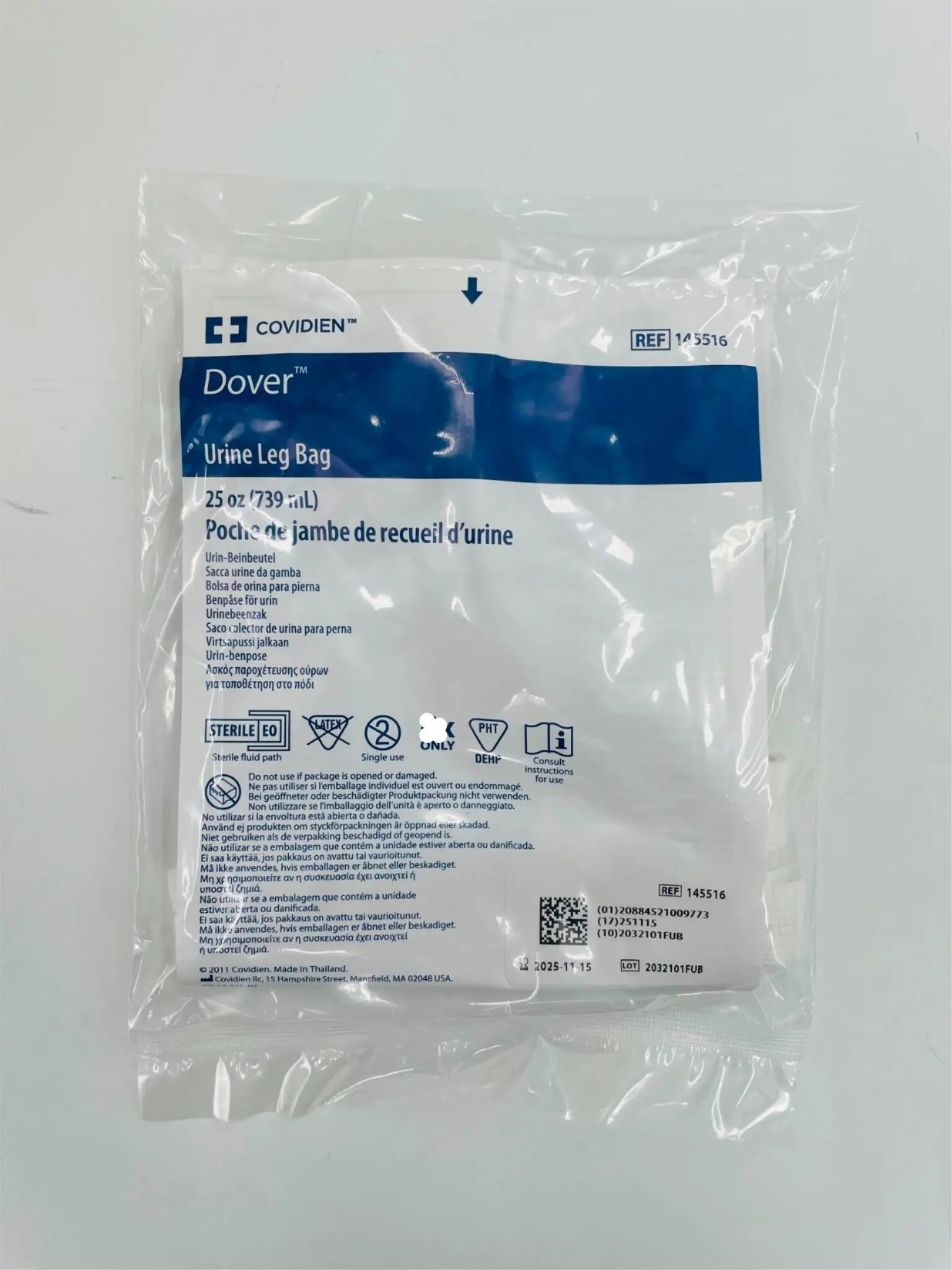 Covidien 145516 Dover Urine Leg Bag 25oz BX/50 - Image 3