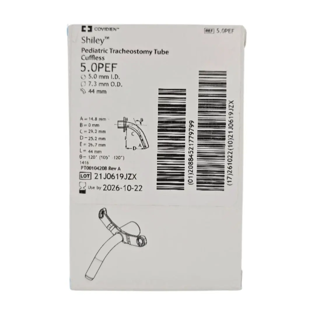 Covidien 5.0PEF Shiley Pediatric Tracheostomy Tube Cuffless