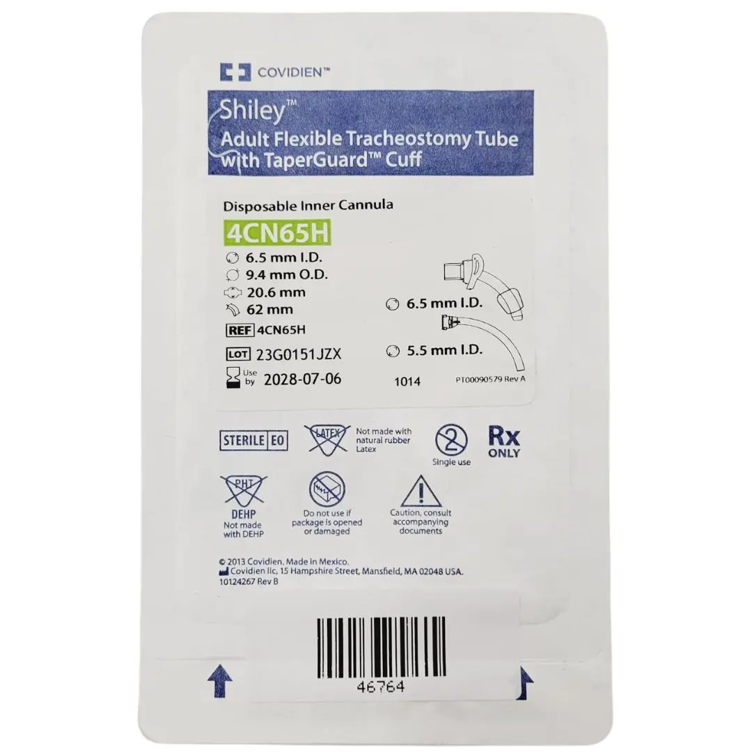 Covidien 4CN65H Adult Flexible Tracheostomy Tube w/ Taperguard Cuff