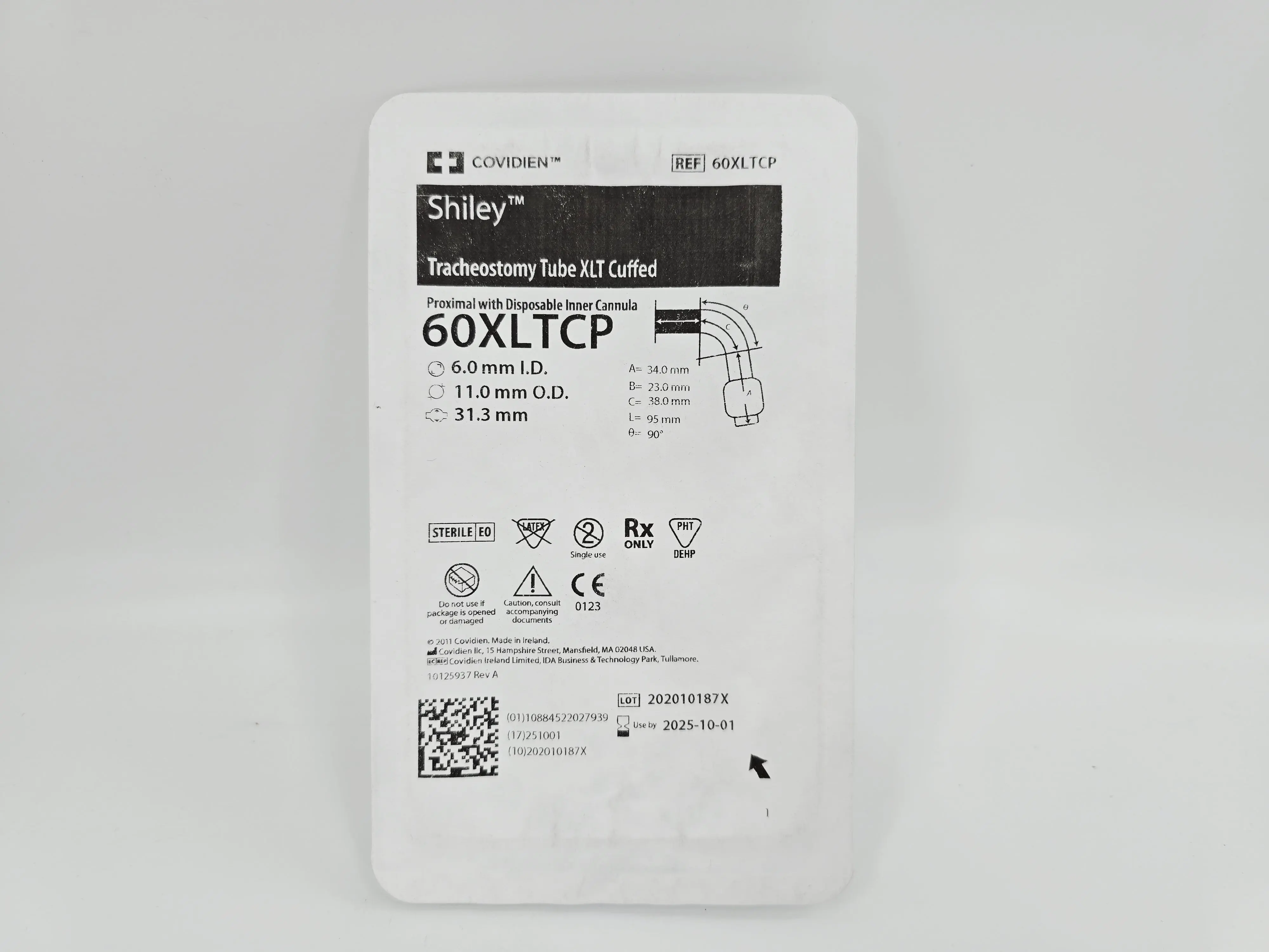 Covidien 60XLTCP Shiley Tracheostomy Tube XLT Cuffed Proximal w/ Disposable Inner Cannula - Image 2