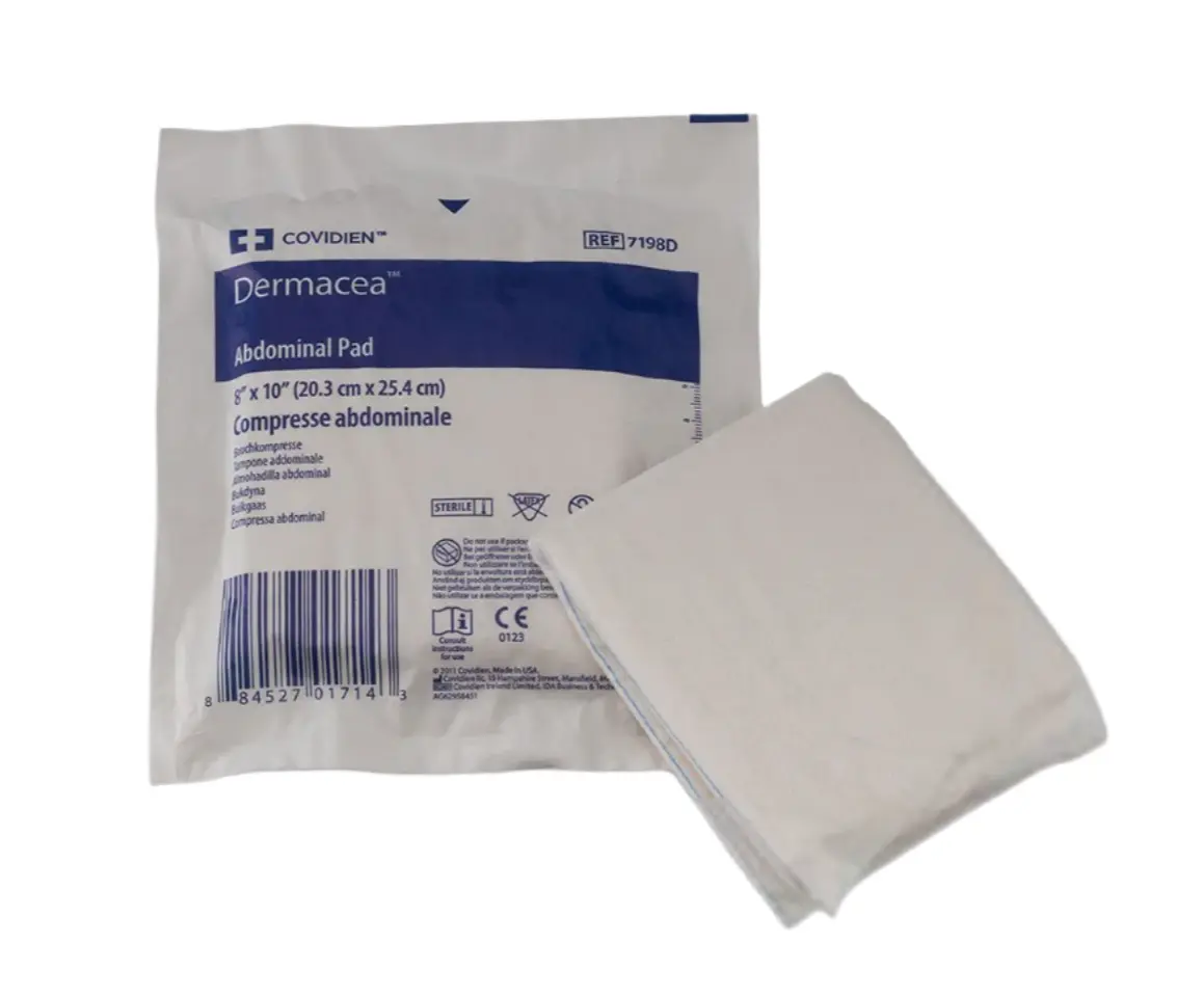 Covidien 7197D Dermacea Abdominal Pad 7-1/2" x 8" BX/216