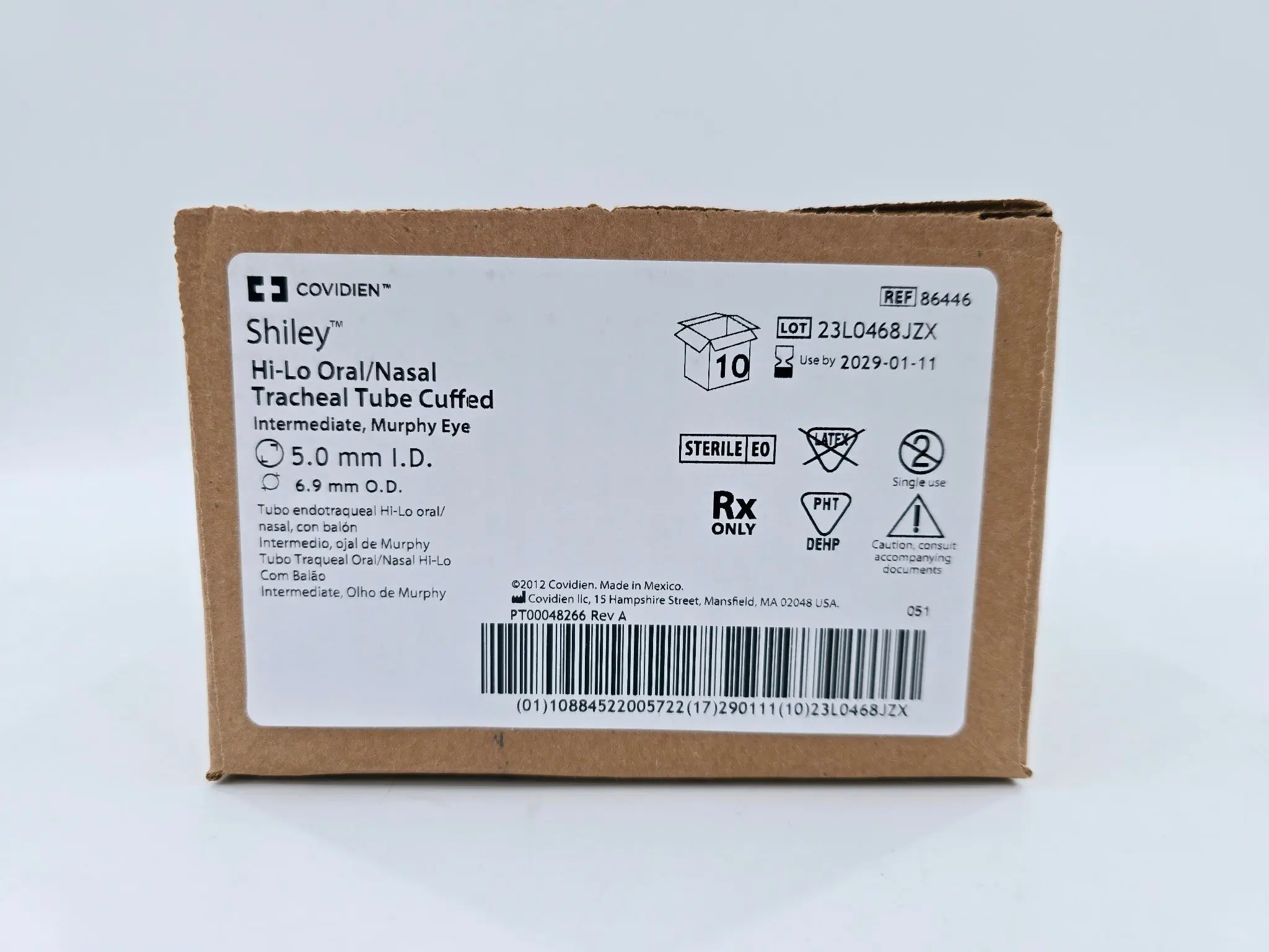 Covidien 86446 Shiley Hi-Lo Oral/Nasal Tracheal Tube Cuffed 5mm I.D. BX/10 - Image 2