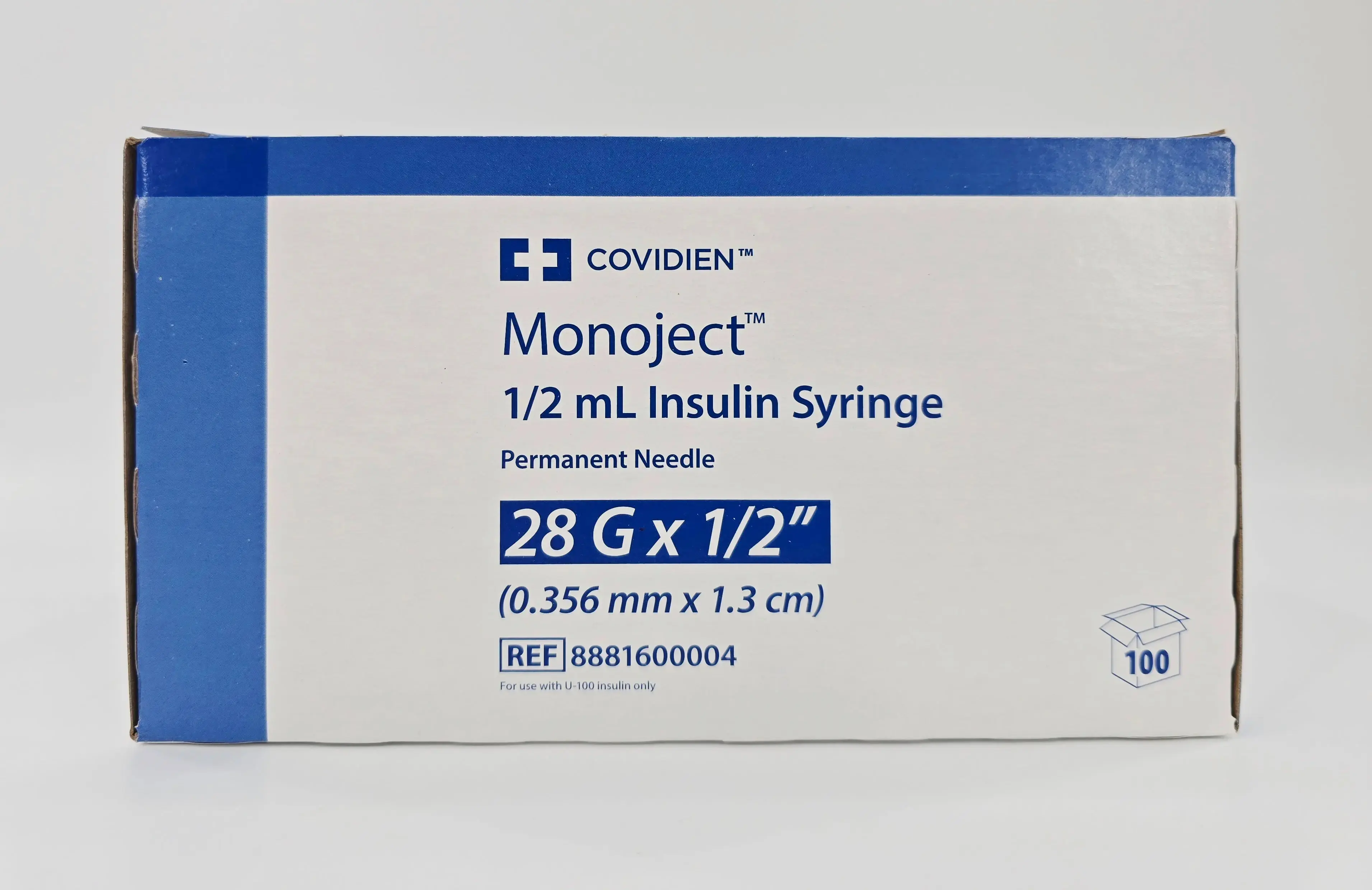 Covidien 8881600004 Monoject 1/2mL Insulin Syringe Permanent Needle 28G x 1/2" CS/300 - Image 4