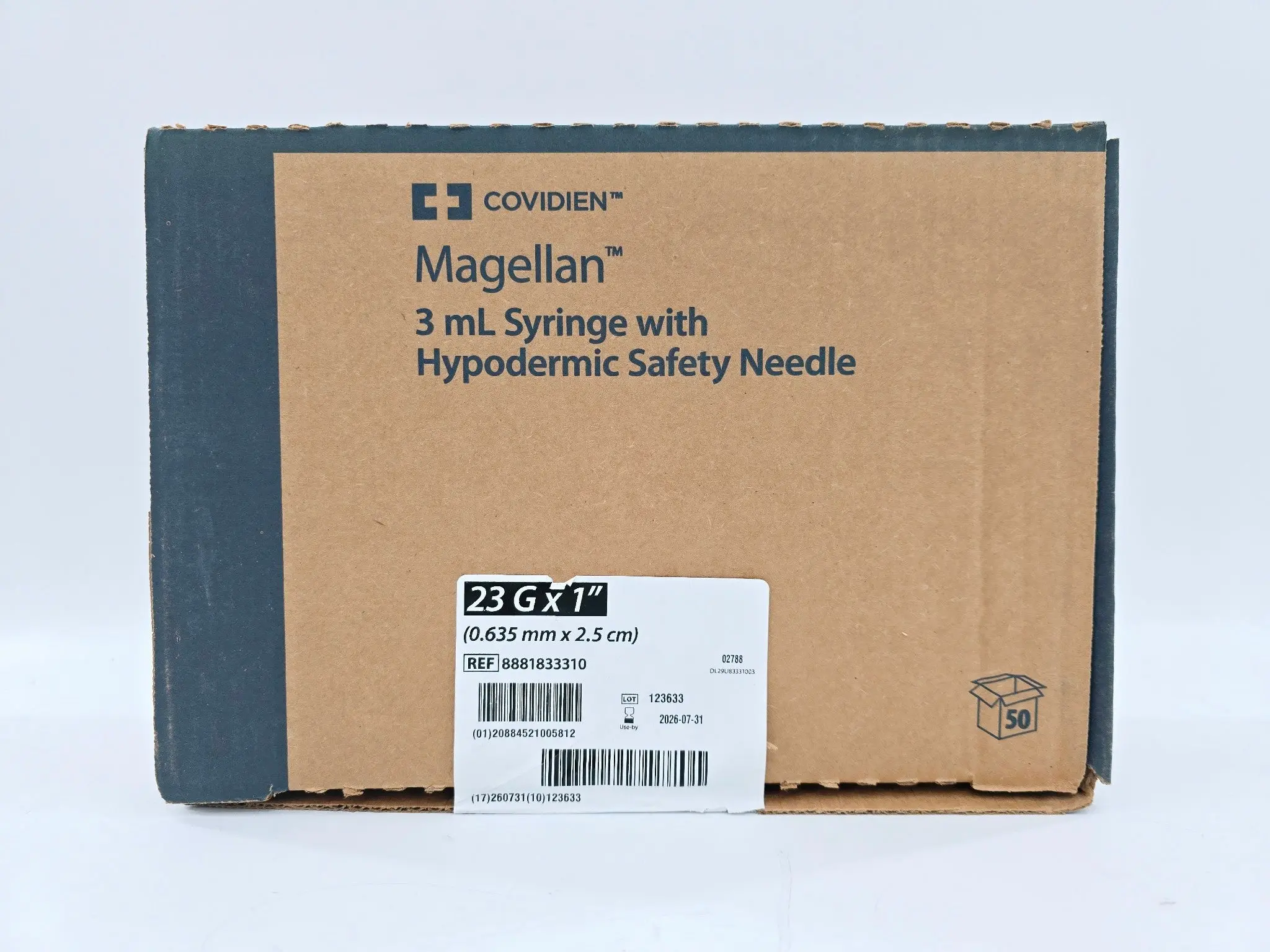 Covidien 8881833310 Magellan 3mL Syringe w/ Hypodermic Safety Needle Box of 50 - Image 3