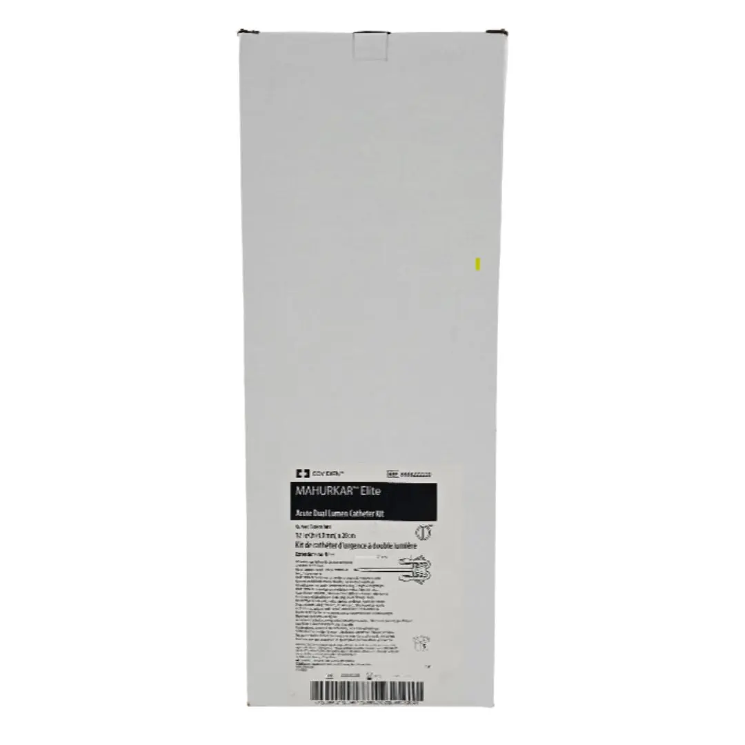 Covidien 8888222220 MAHURKAR Elite Acute Dual Lumen Catheter Kit Curved Extensions 2 Fr/Ch (4.0 mm) x 20cm BX/5