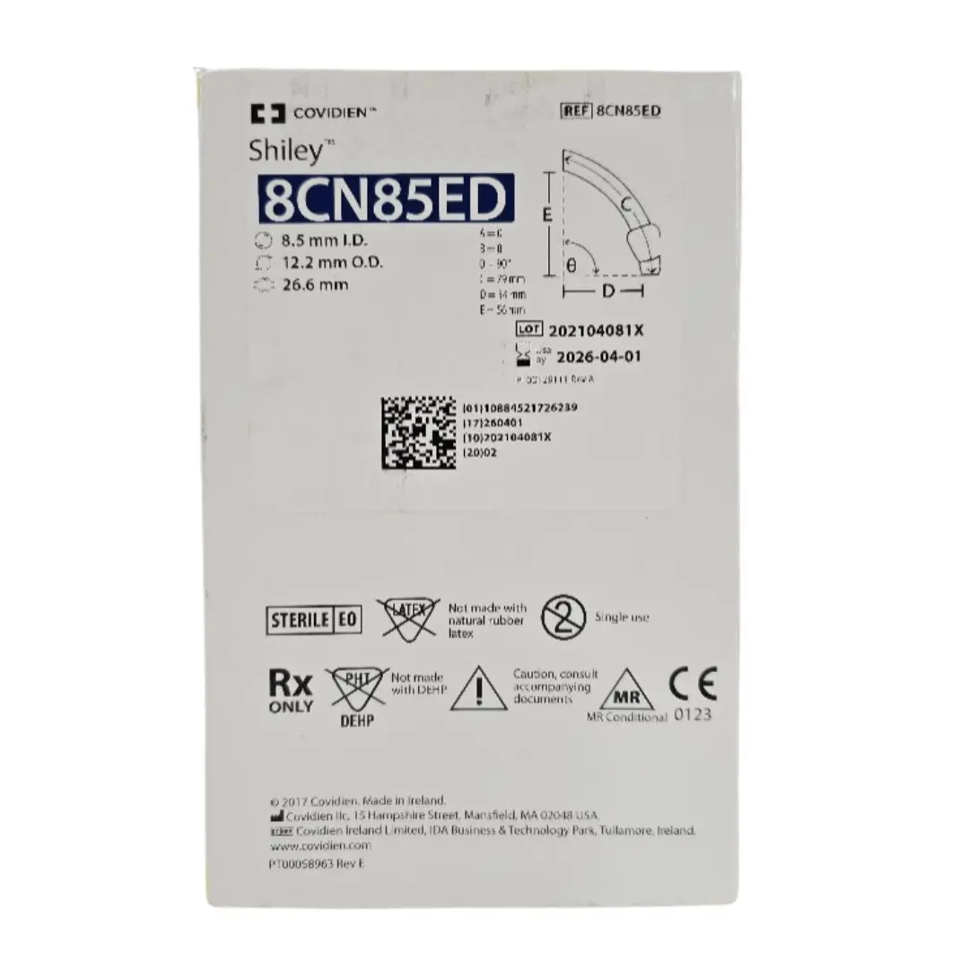 Covidien 8CN85ED Shiley 8.5mm ID Adult Flexible Evac Tracheostomy Tube w/ TaperGuard Cuff