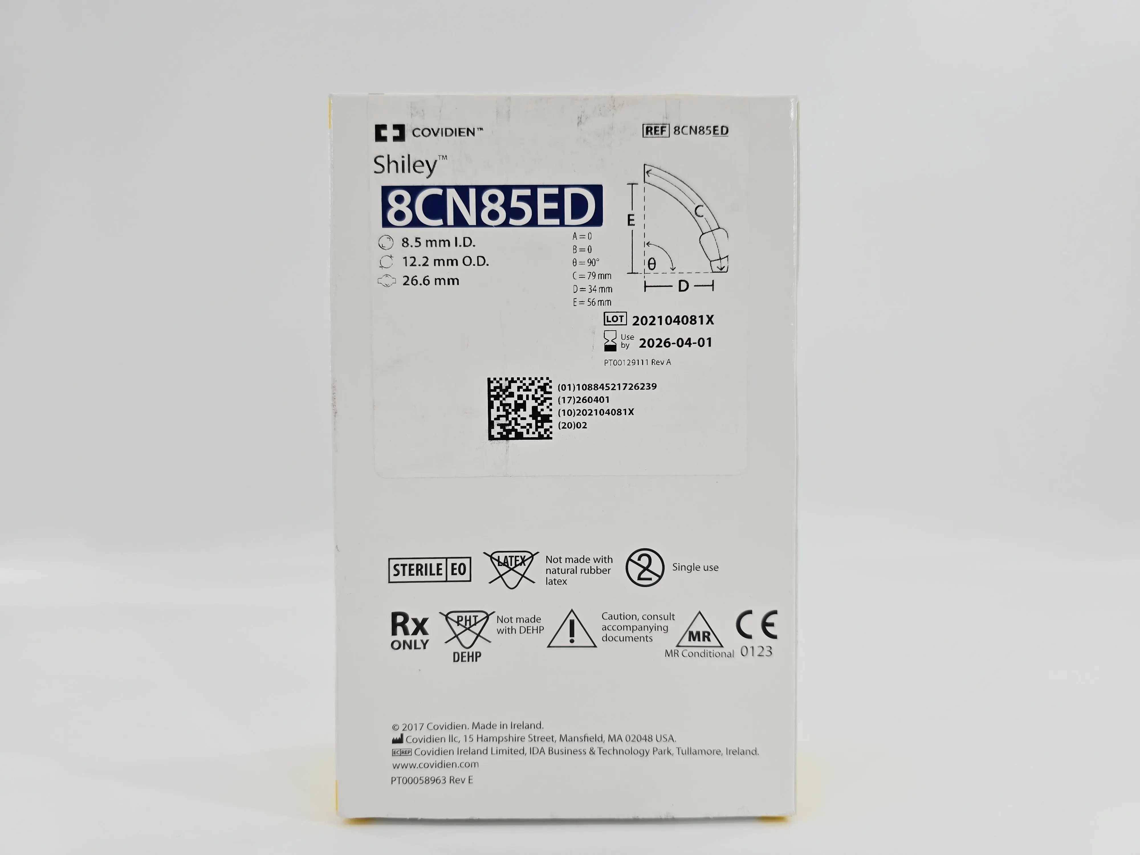 Covidien 8CN85ED Shiley 8.5mm ID Adult Flexible Evac Tracheostomy Tube w/ TaperGuard Cuff - Image 2