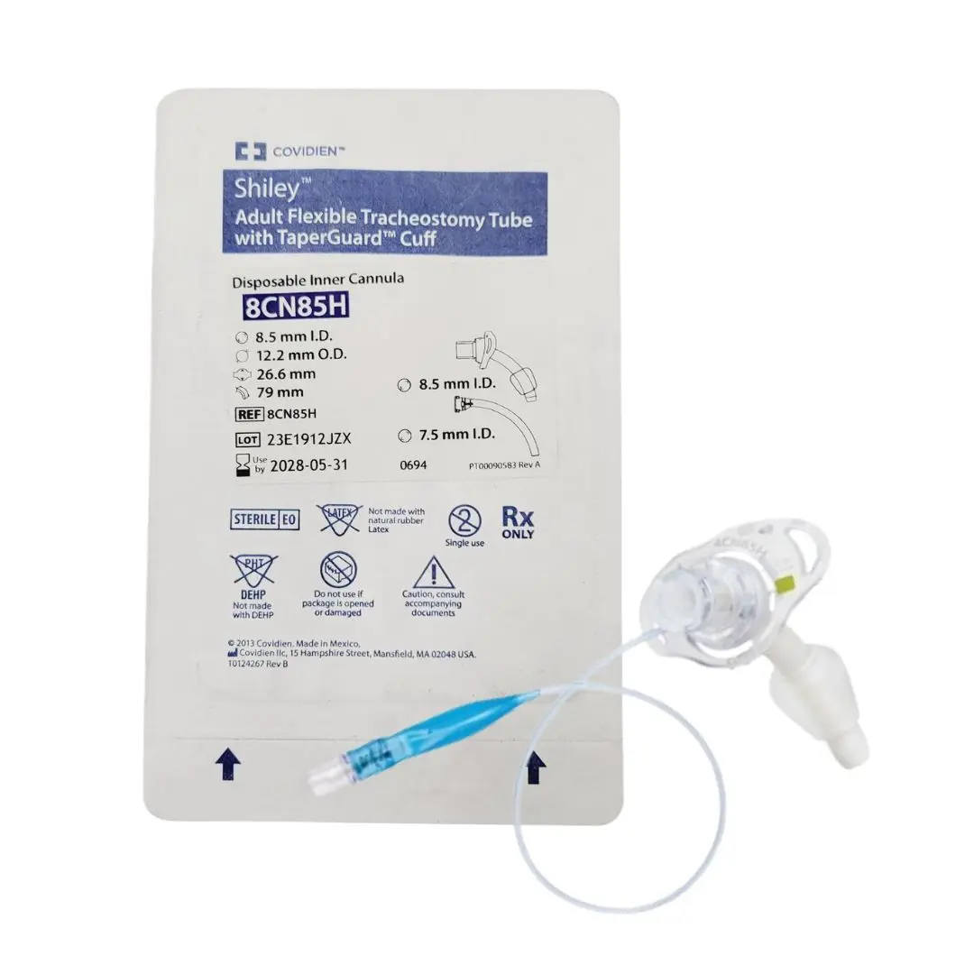 Covidien 8CN85H Shiley 8.5mm Adult Flexible Tracheostomy Tube w/ TaperGuard Cuff