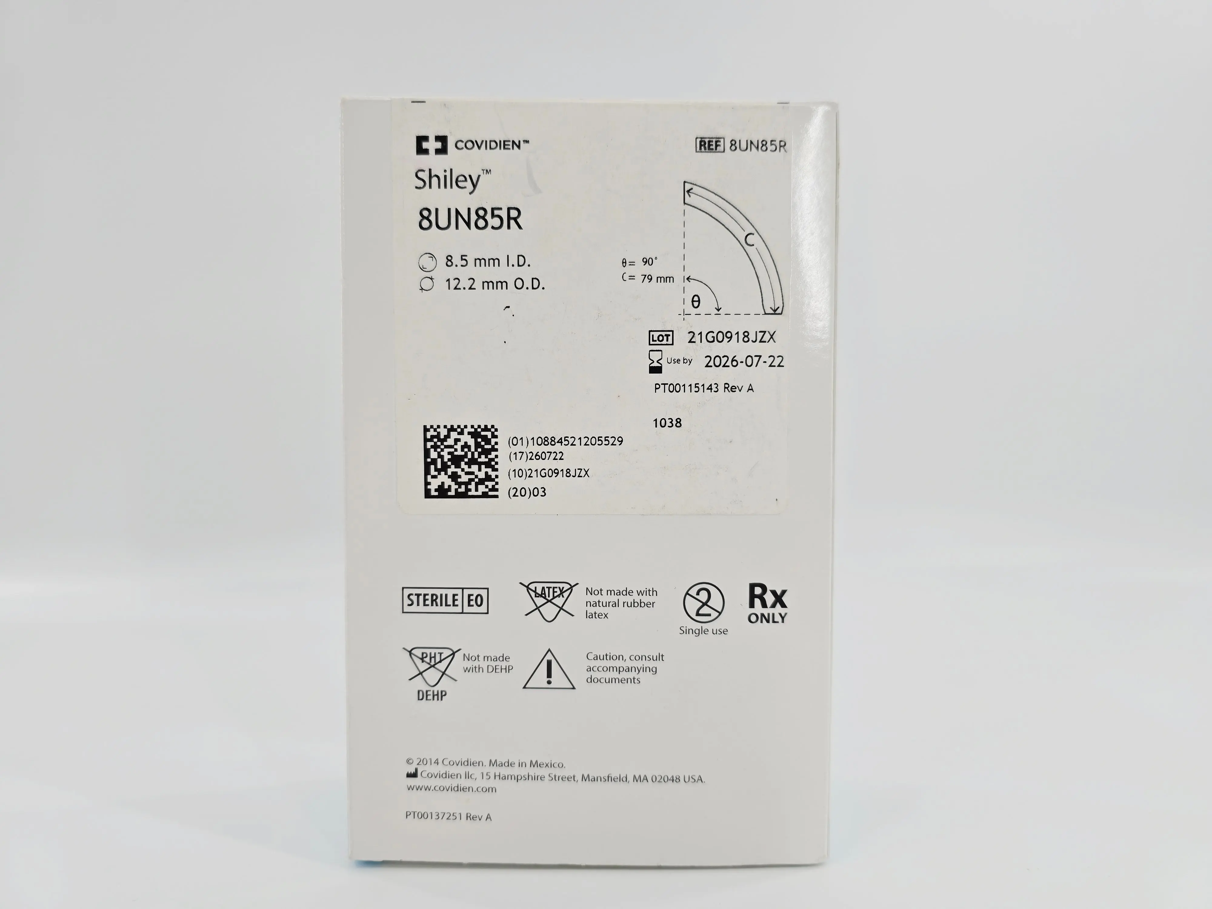 Covidien 8UN85R Shiley 8.5mm ID Adult Flexible Tracheostomy Tube Cuffless - Image 2