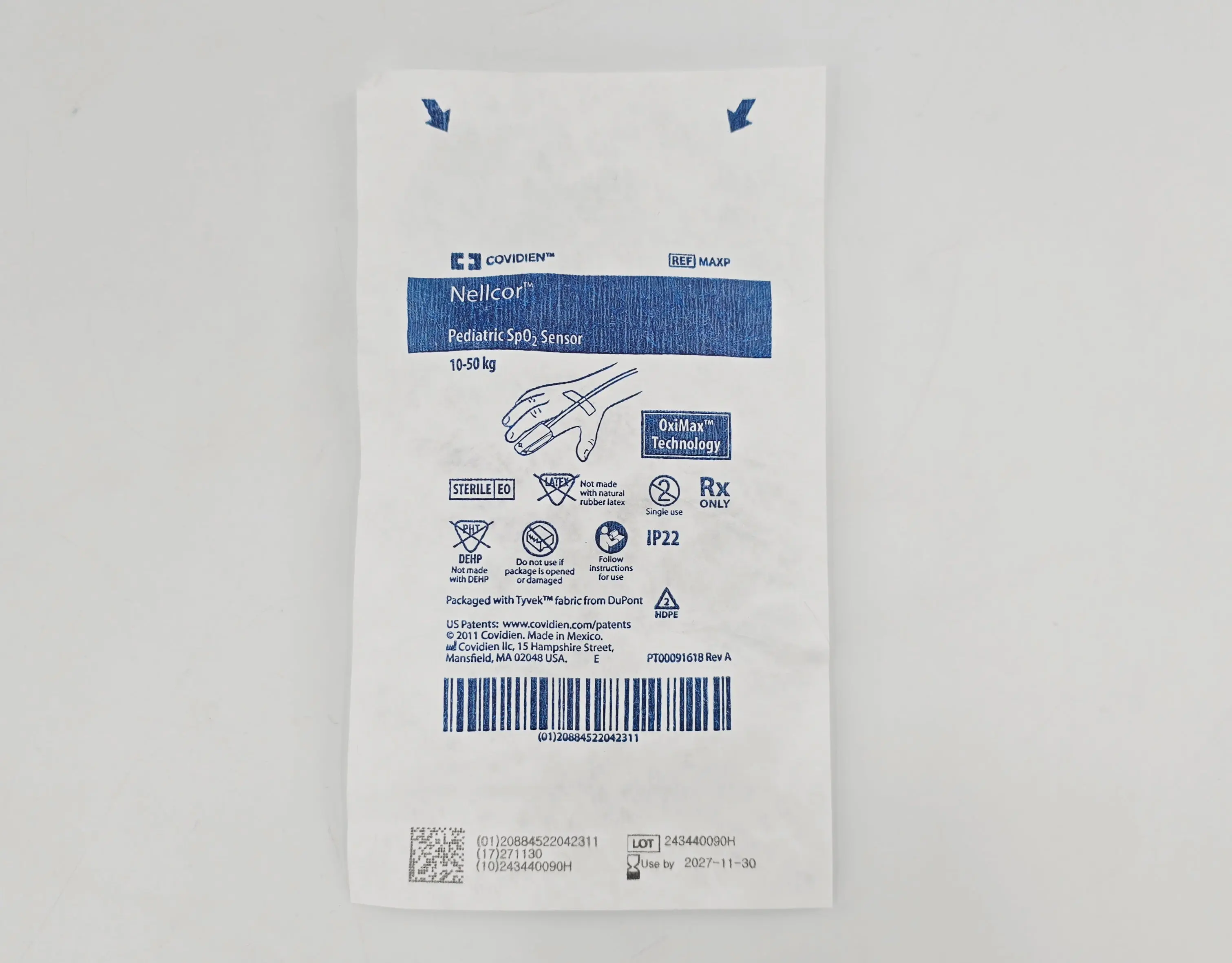 Covidien MAXP Nellcor Pediatric SpO₂ Sensor 10-50kg OxiMax Technology 1/EA - Image 2