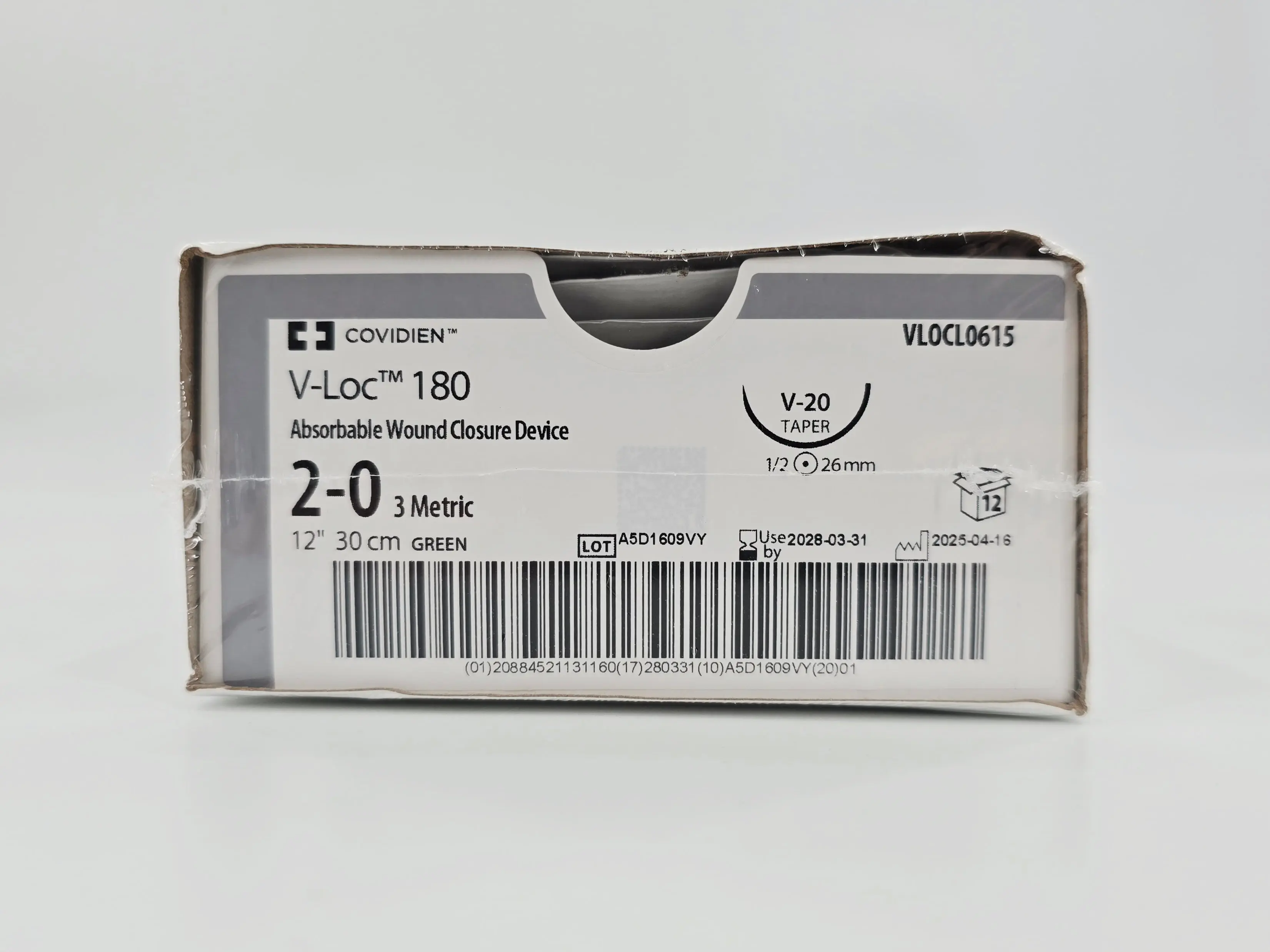 Covidien VLOCL0615 V-Loc 180 2-0 1X12" Green V-20 26mm BX/12 - Image 2