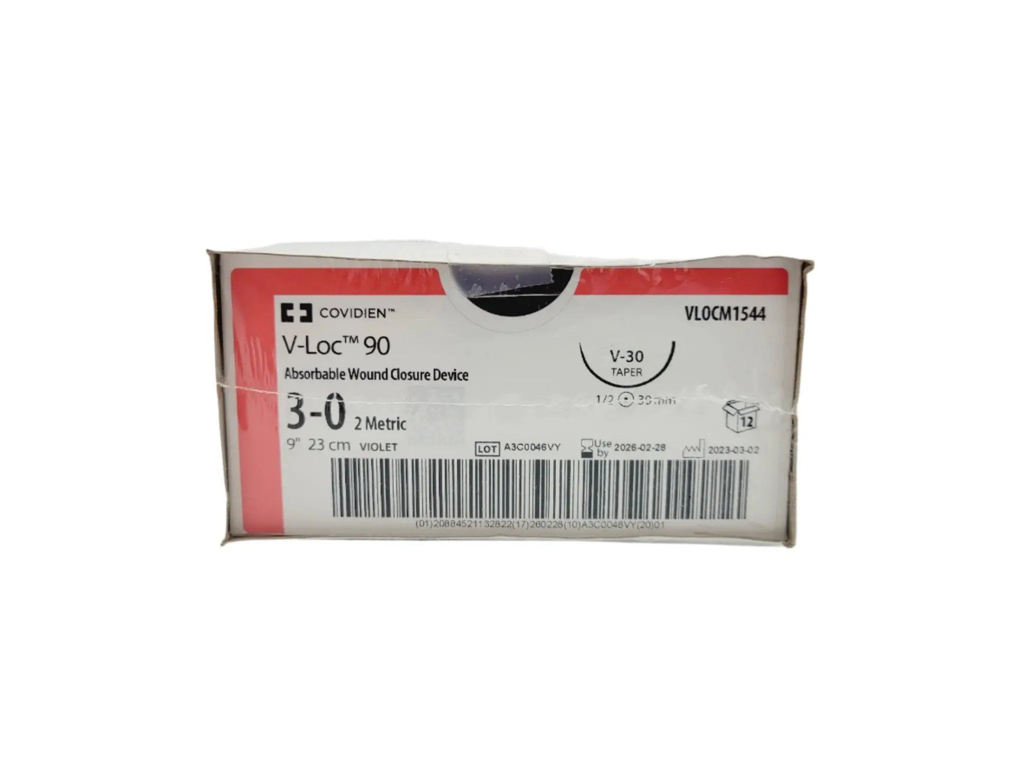 Covidien VLOCM1544 3-0 V-Loc 90 1X9" V-30 BARBED BX/12