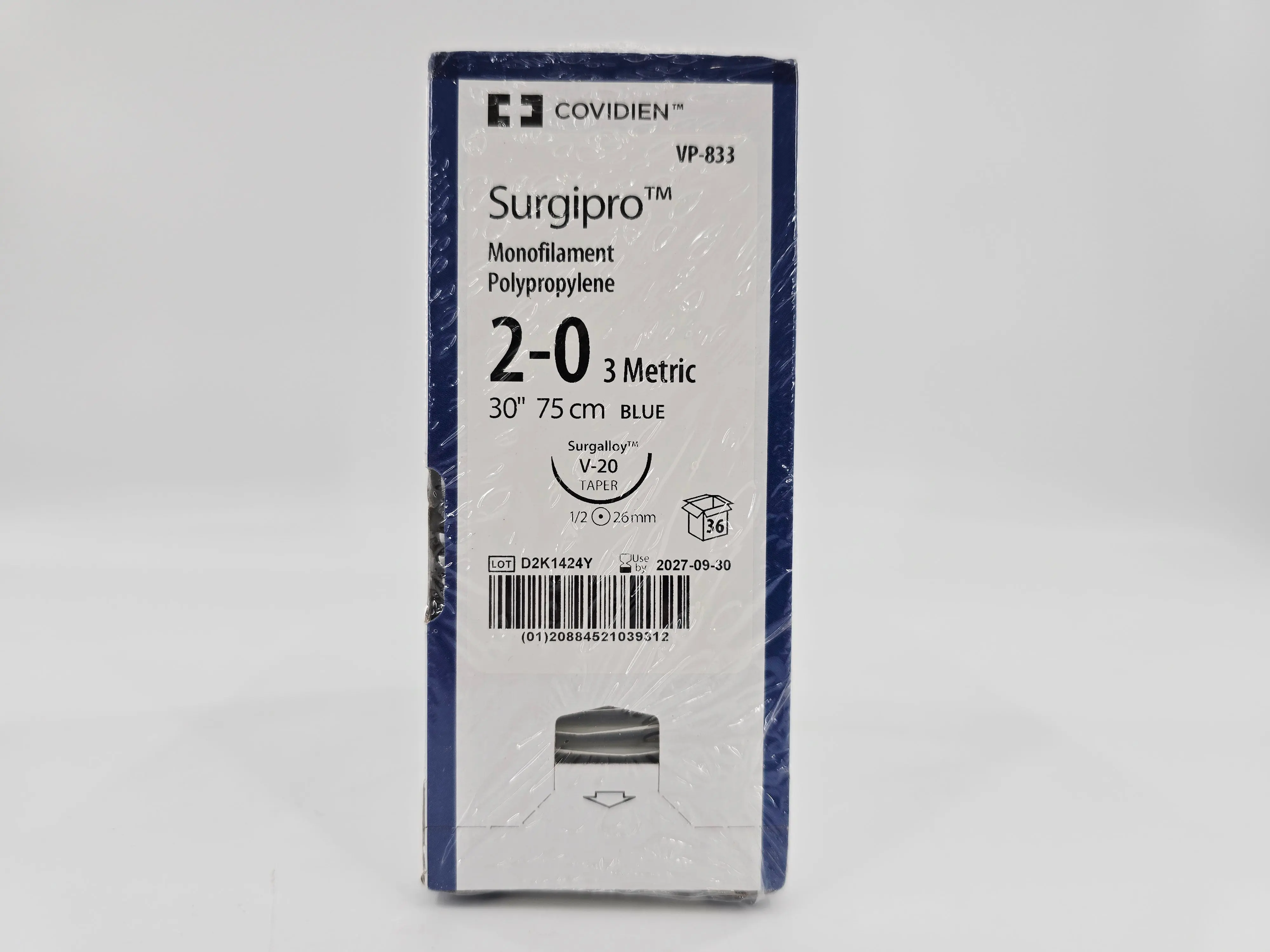 Covidien VP-833 Surgipro 2-0 Blue 1X30" V-20 26mm BX/36 - Image 3