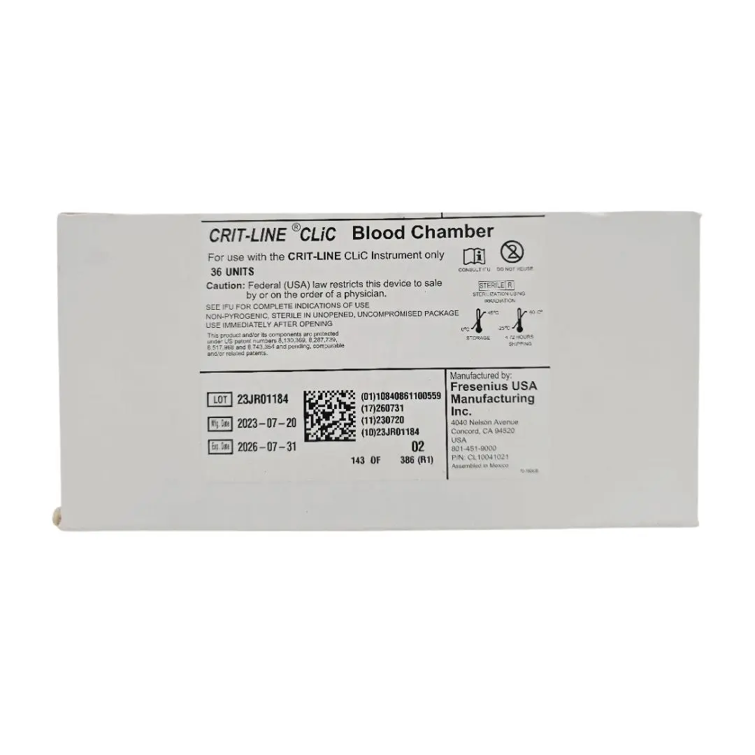 Crit-Line CLiC FSNL10041021Z Blood Chamber w/ Luer Lock Connector Disposable BX/36