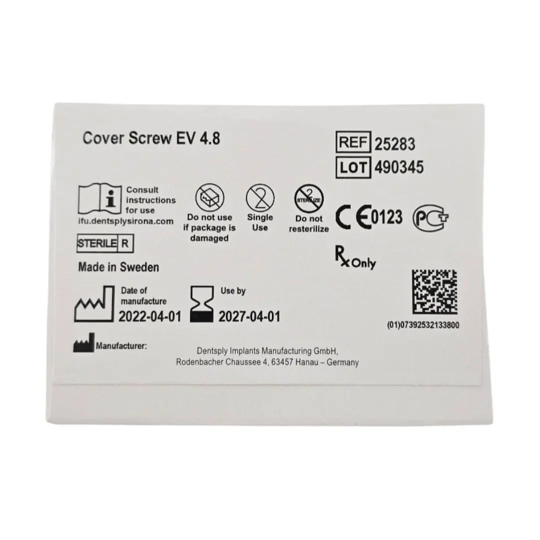 Dentsply Implants Manufacturing 25238 Cover Screw EV 4.8 Astra Tech Implant System
