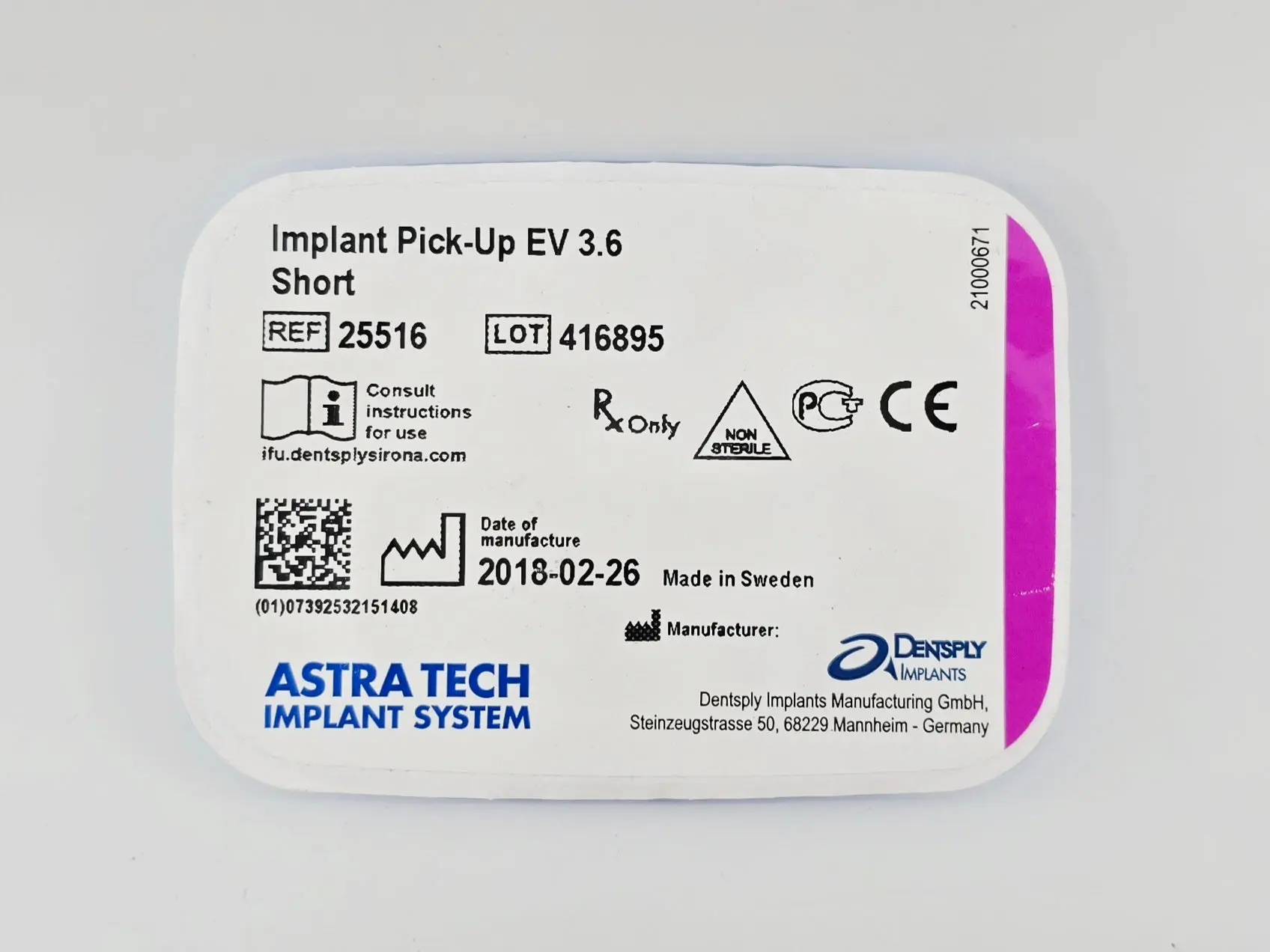 Dentsply Implants Manufacturing 25516 Implant Pick-Up EV 3.6 Short Astra Tech Implant System - Image 2