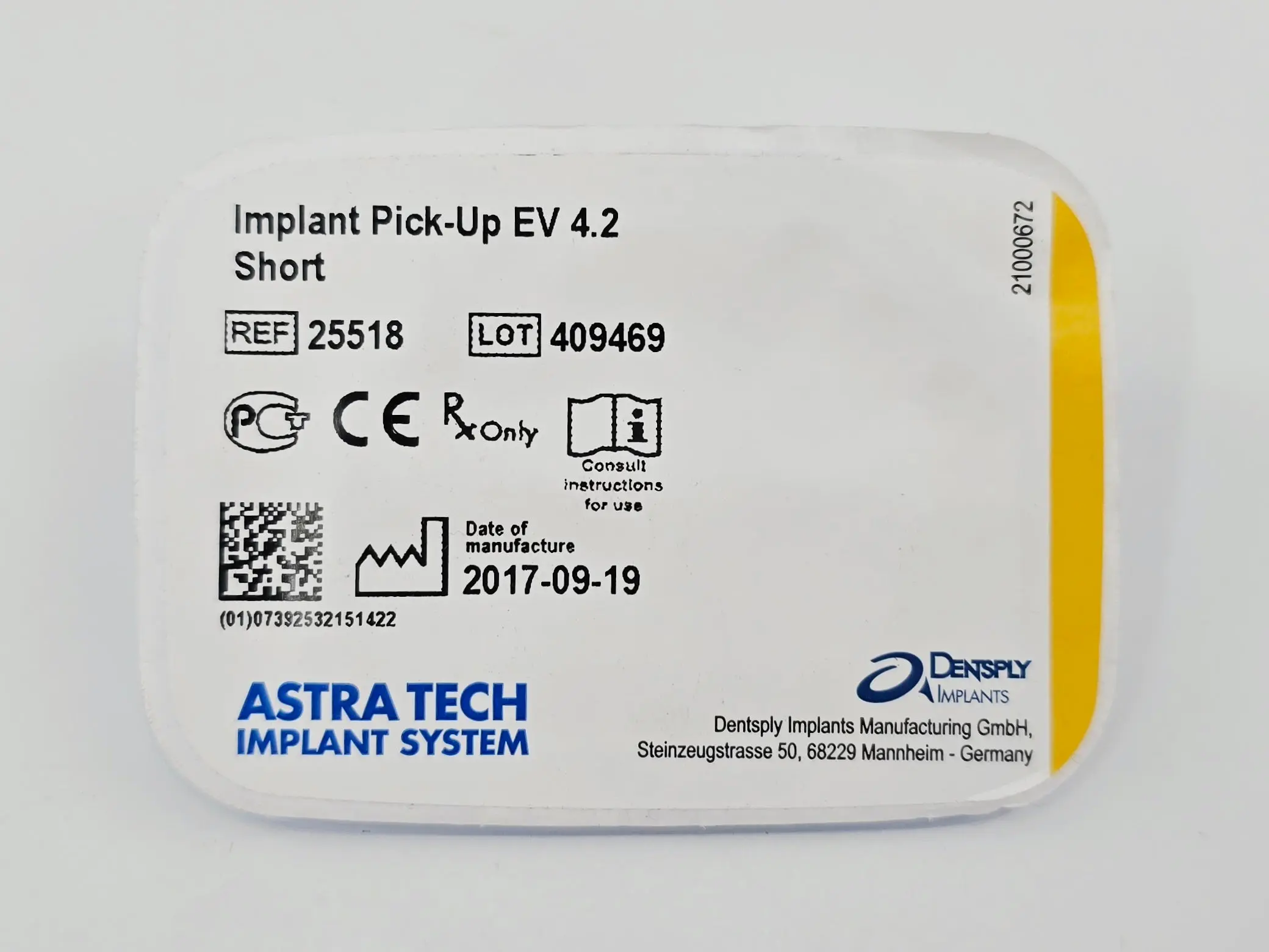 Dentsply Implants Manufacturing 25518 Implant Pick-Up EV 4.2 Short Astra Tech Implant System - Image 2