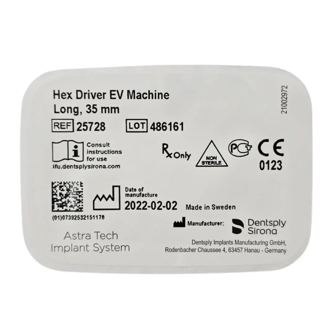 Dentsply Implants Manufacturing 25728 Hex Driver EV Machine Long, 35mm Astra Tech Implant System