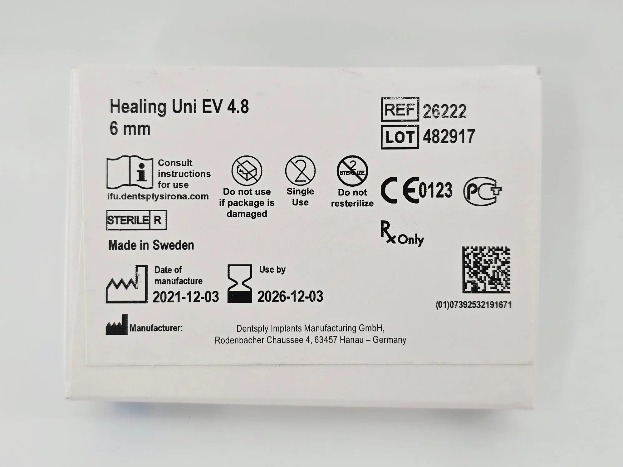 Dentsply Implants Manufacturing 26222 Healing Uni EV 4.8 6mm Astra Tech Implant System - Image 3