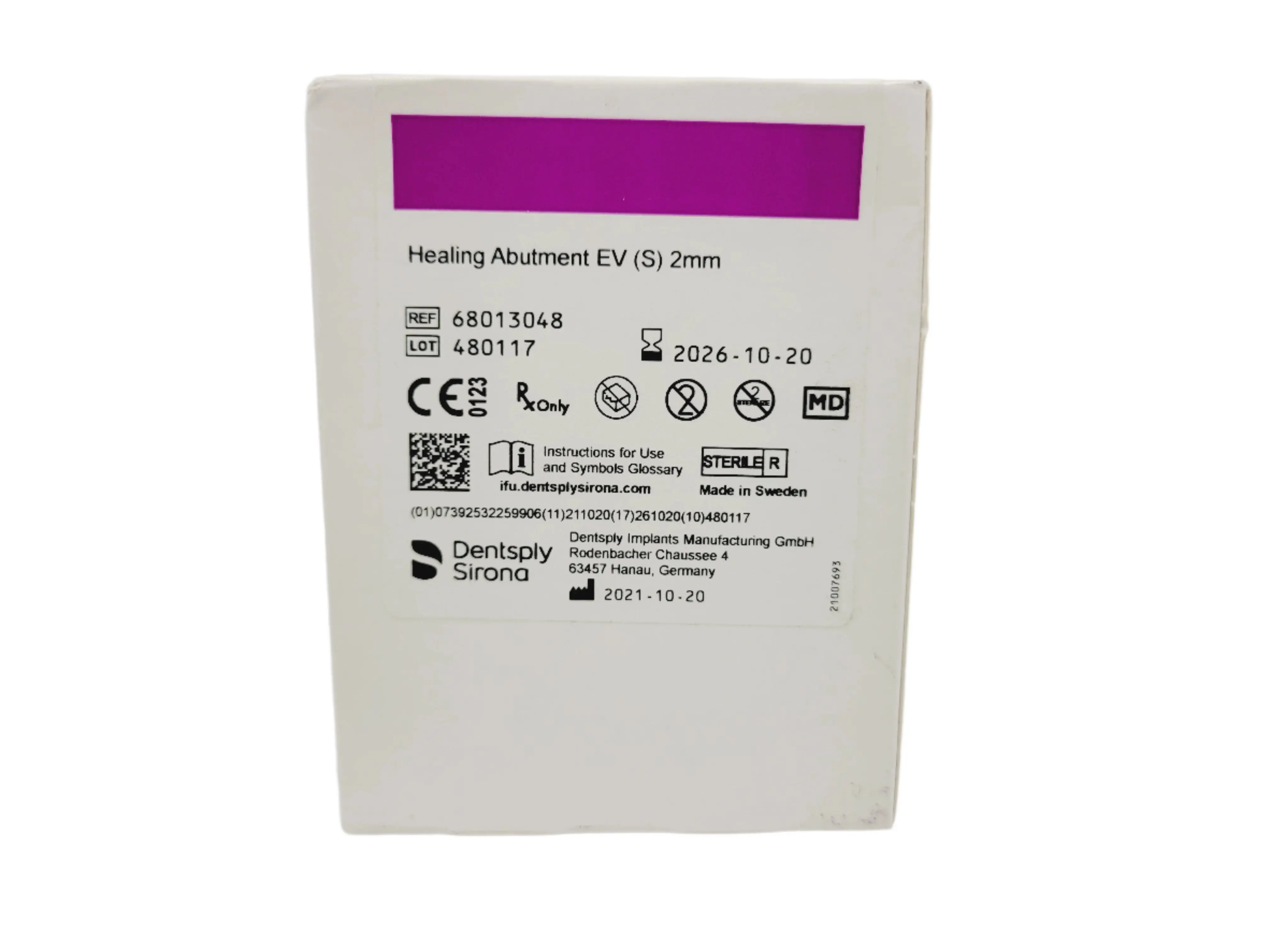 Dentsply Implants Manufacturing 68013048 Healing Abutment EV (S) 2mm
