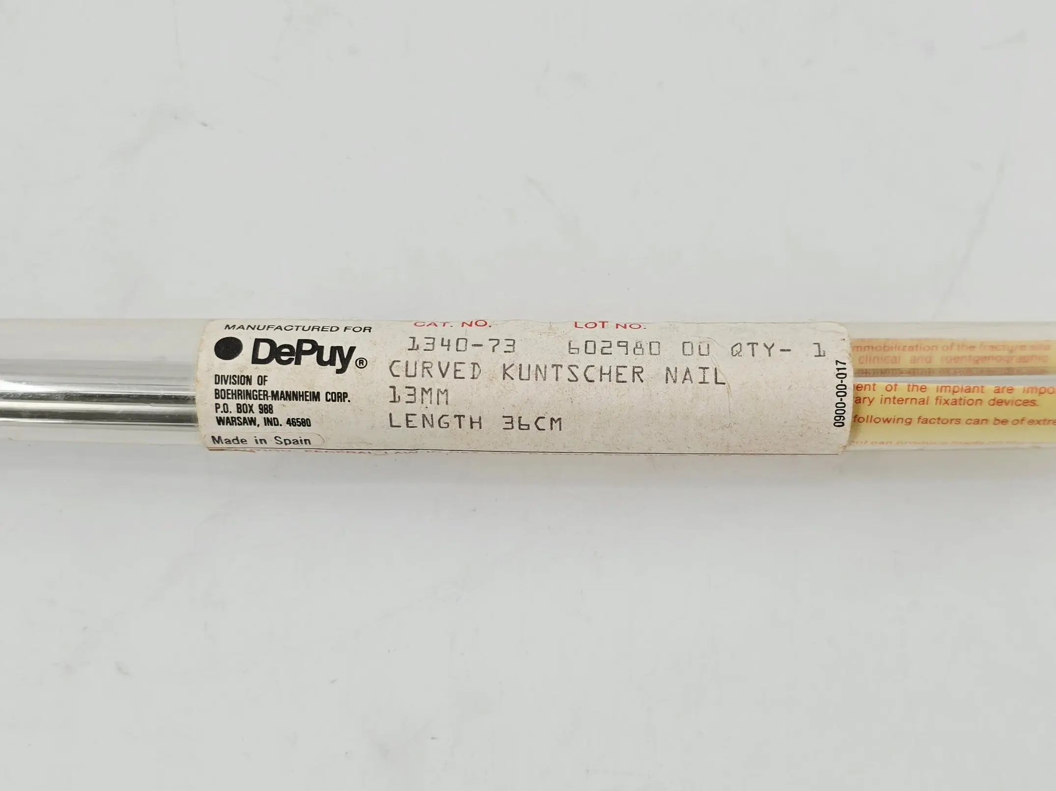 DePuy 1340-73 Kuntscher Nail Intramedullary Rod Curved 13mm x 36cm - Image 3