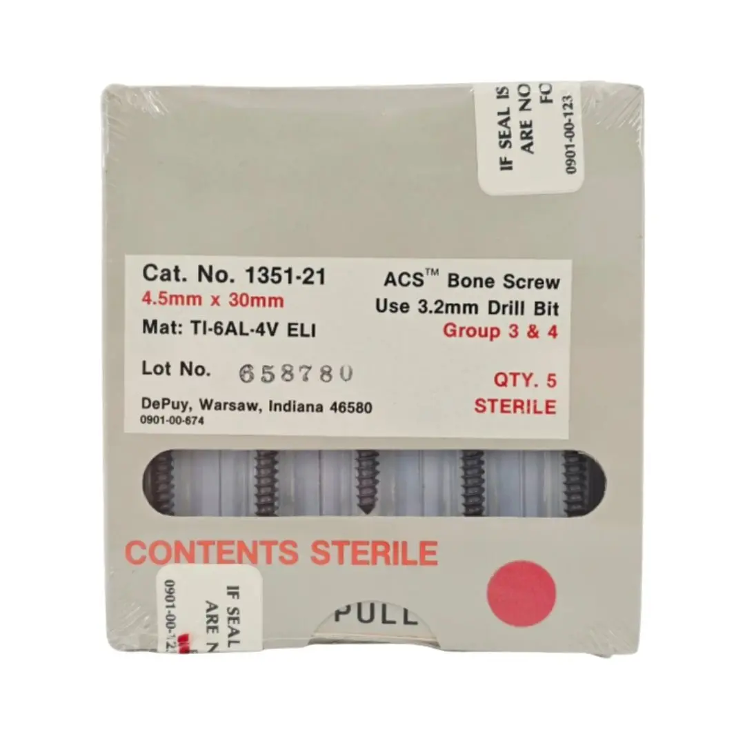 DePuy 1351-21 ACS Bone Screw 4.5mm x 30mm Titanium Orthopedic 5/PK