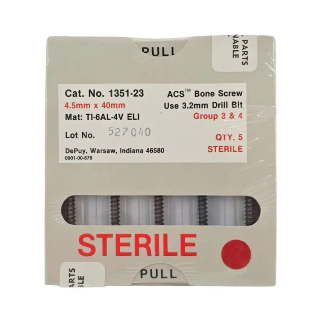 DePuy 1351-23 ACS Bone Screw 4.5mm x 40mm Titanium Orthopedic 5/PK