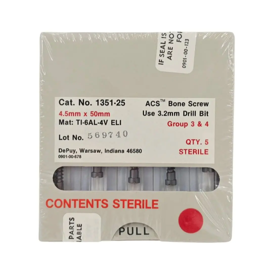 DePuy 1351-25 ACS Bone Screw 4.5mm x 50mm Titanium Orthopedic 5/PK