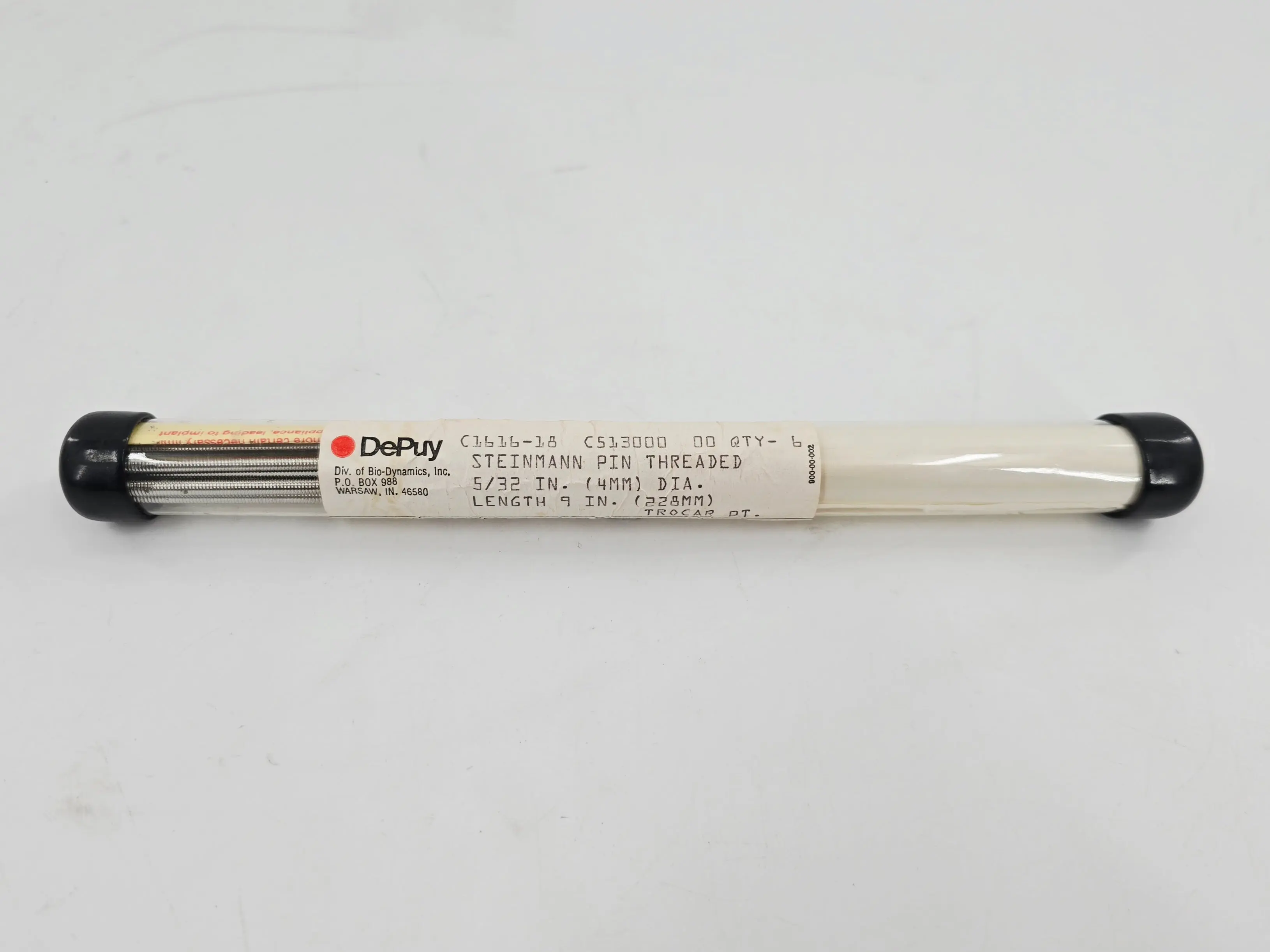 DePuy 1616-18-000 Steinmann Pin Threaded Trocar Point 5/32" x 9" PK/6 - Image 2