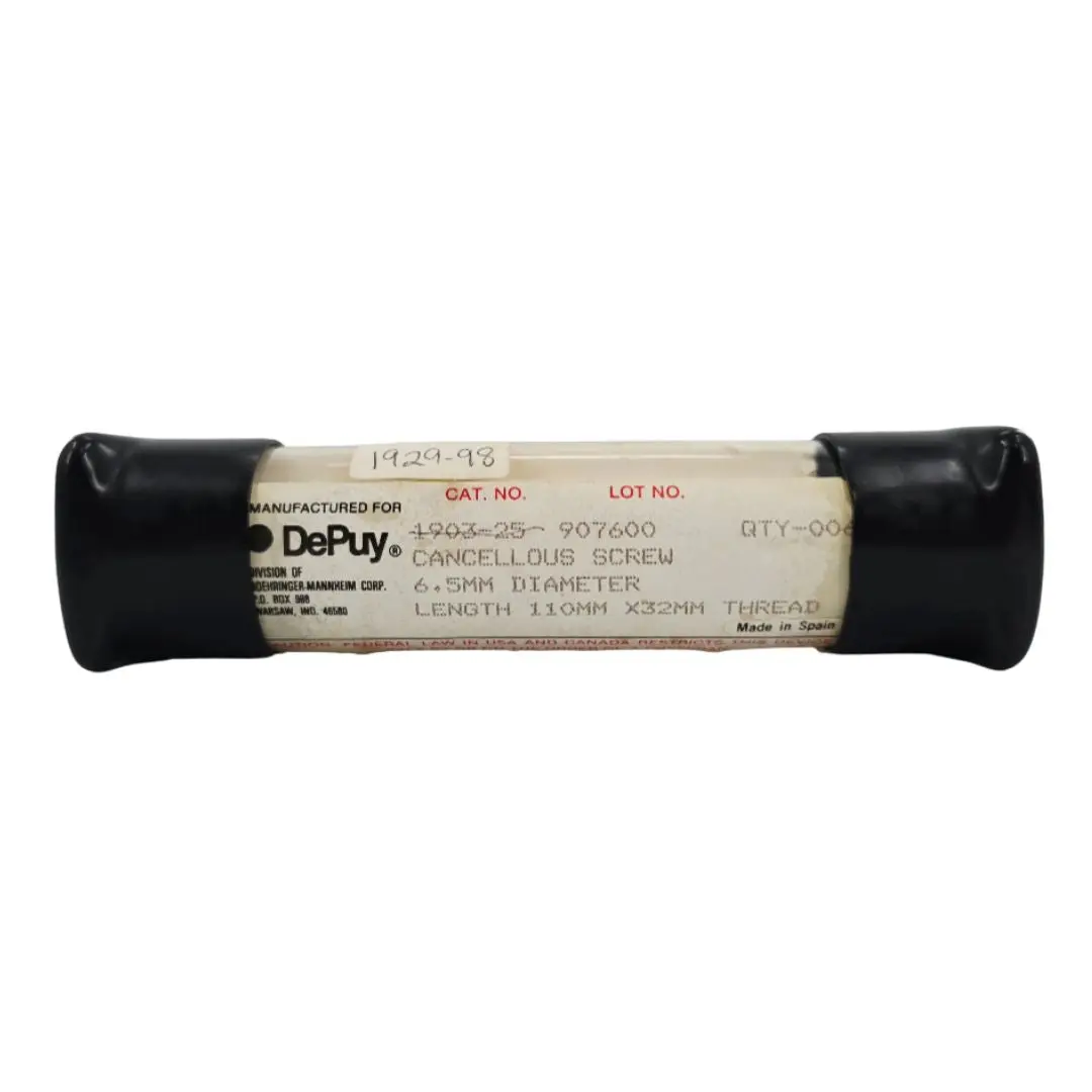 DePuy 1929-98 Cancellous Bone Screw 32mm Thread 6.5mm x 110mm PK/6
