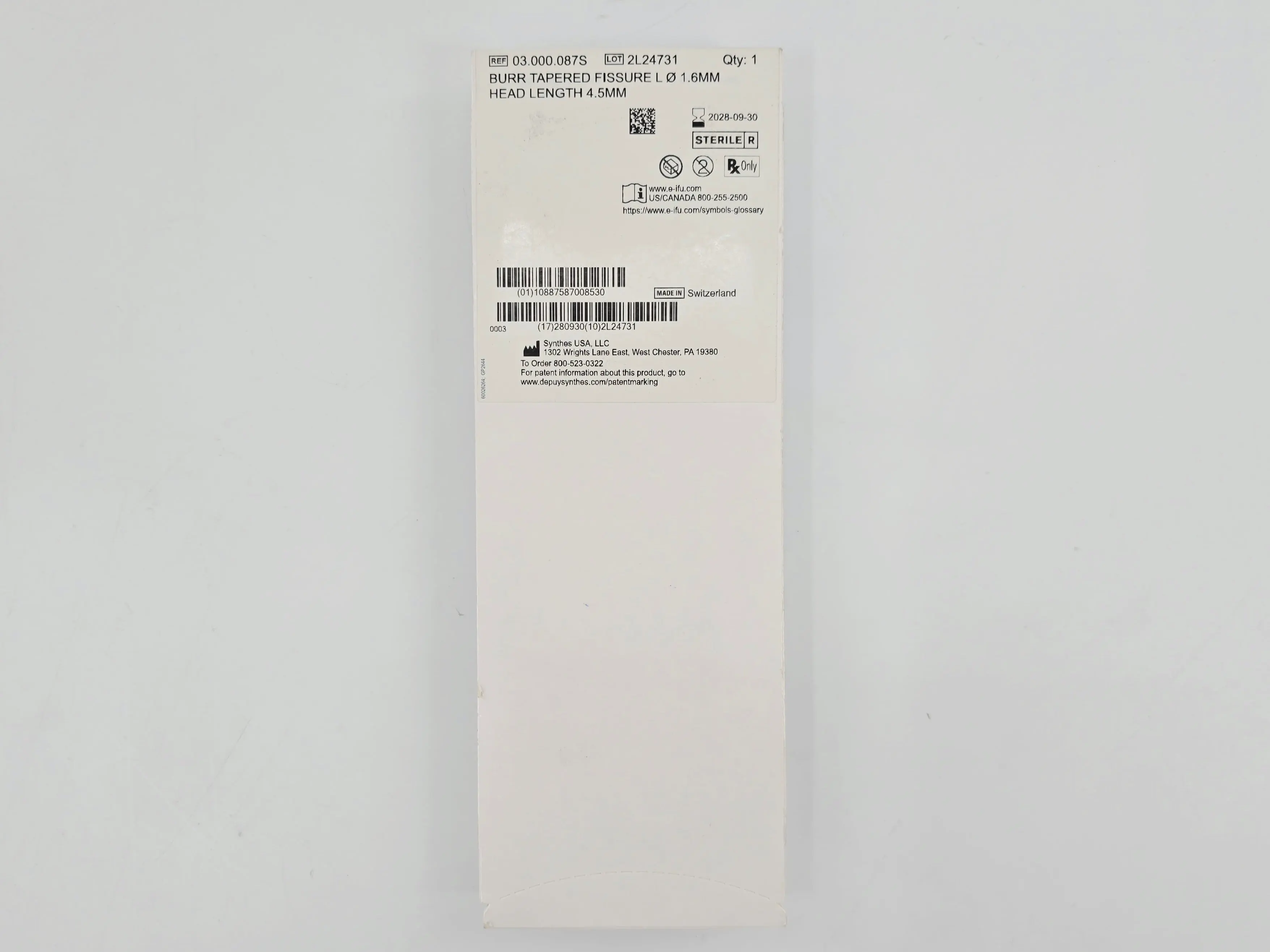 DePuy Synthes 03.000.087S Burr Tapered Fissure L Ø 1.6mm Head Length 4.5mm - Image 3
