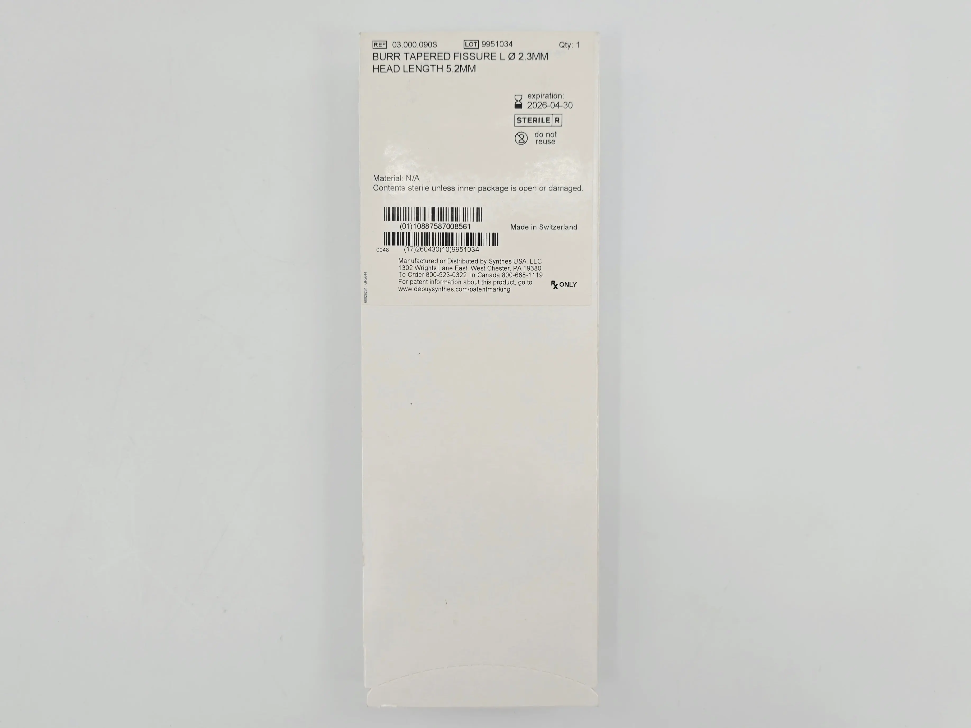 DePuy Synthes 03.000.90S Burr Tapered Fissure L Ø 2.3mm Head Length 5.2mm - Image 3