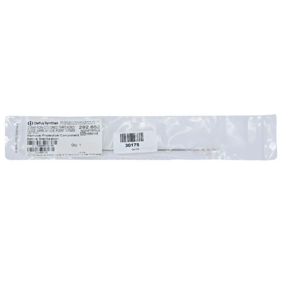 DePuy Synthes 292.652 2.0mm Non-Colored Threaded Guide Wire-Spade Point 230mm