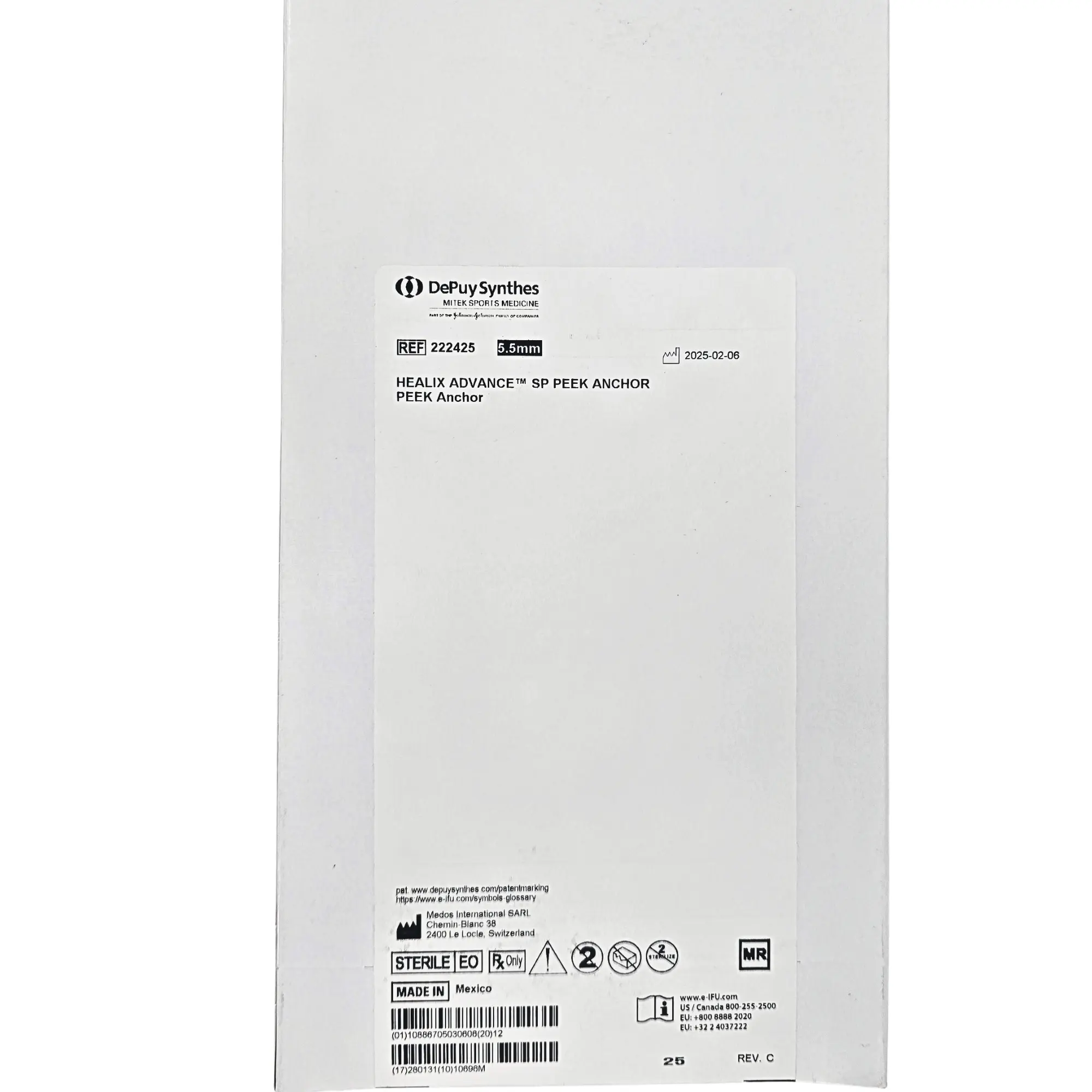 DePuy Synthes 22245 HEALIX ADVANCE SP PEEK Anchor – 5.5mm w/ Dual Orthocord - Image 2
