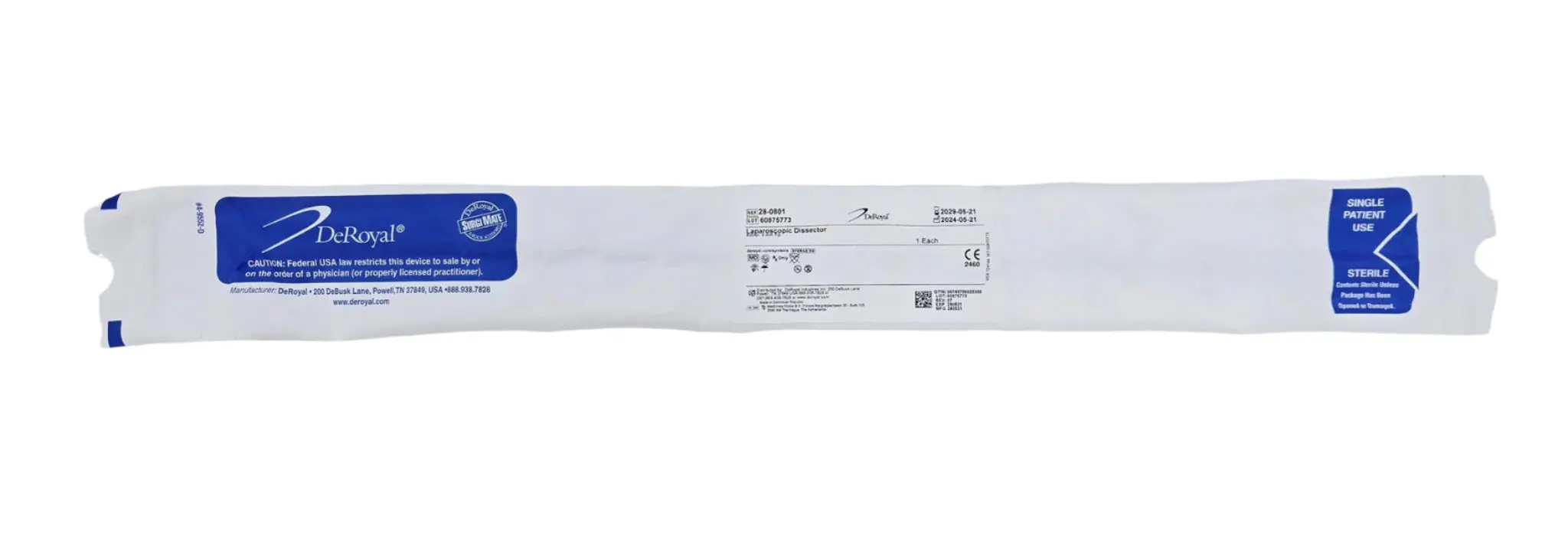 DeRoyal 28-0801 Laparoscopic Dissector Kittner 5mm Tip BX/10