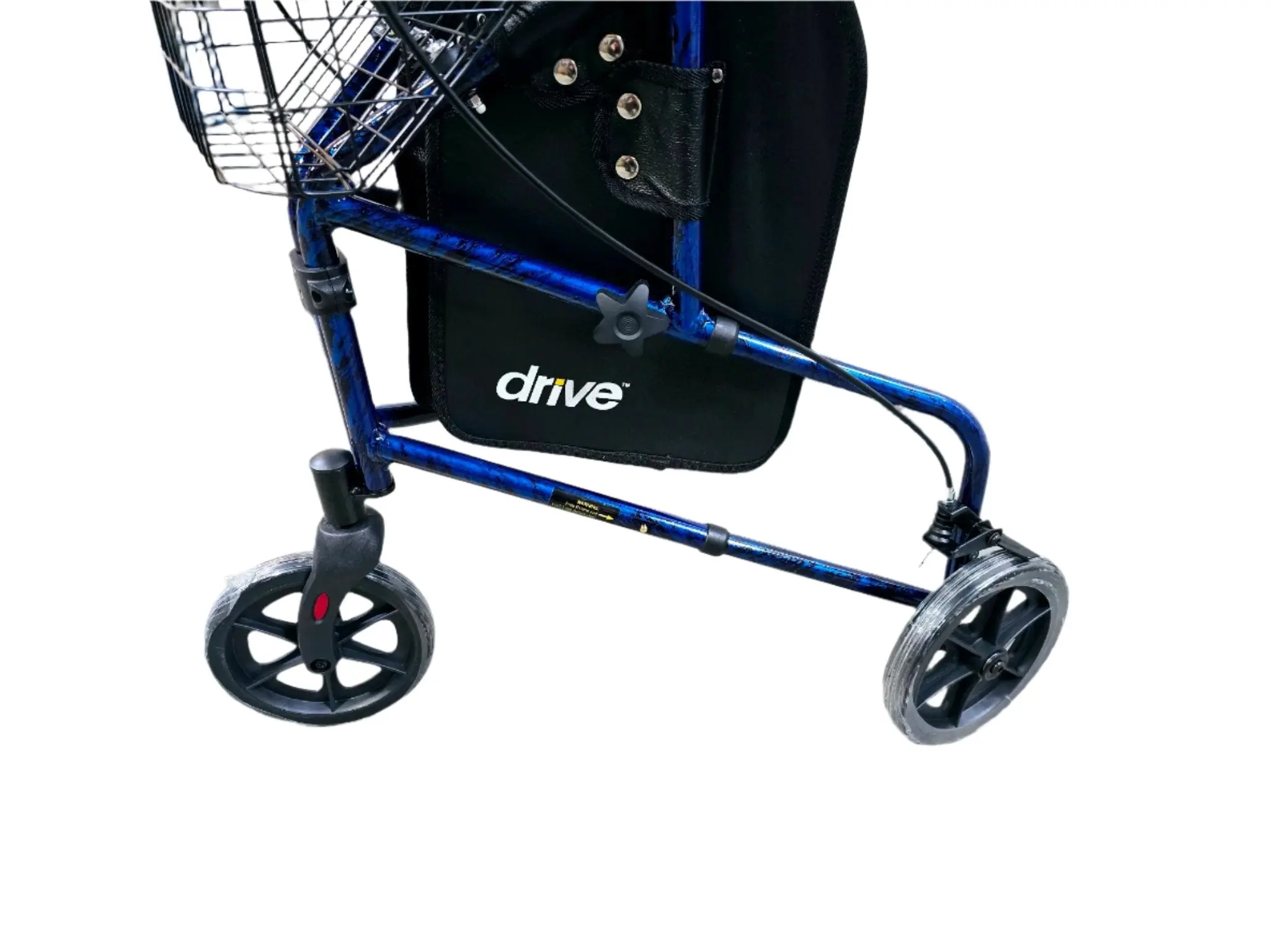 3-Wheel Walker Rollator w/ Basket Tray & Pouch Flame Blue (In store pick up) - Image 3