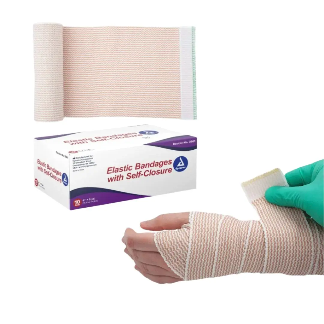Dynarex Elastic Bandages with Self-Closure 6" x 5 yds Latex Free Box of 10