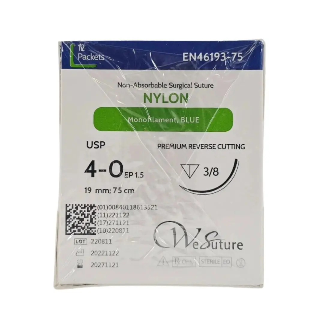 Endure Industries EN46193-75 4-0 NYLON Blue 19mm Prime Reverse Cutting 75cm BX/12