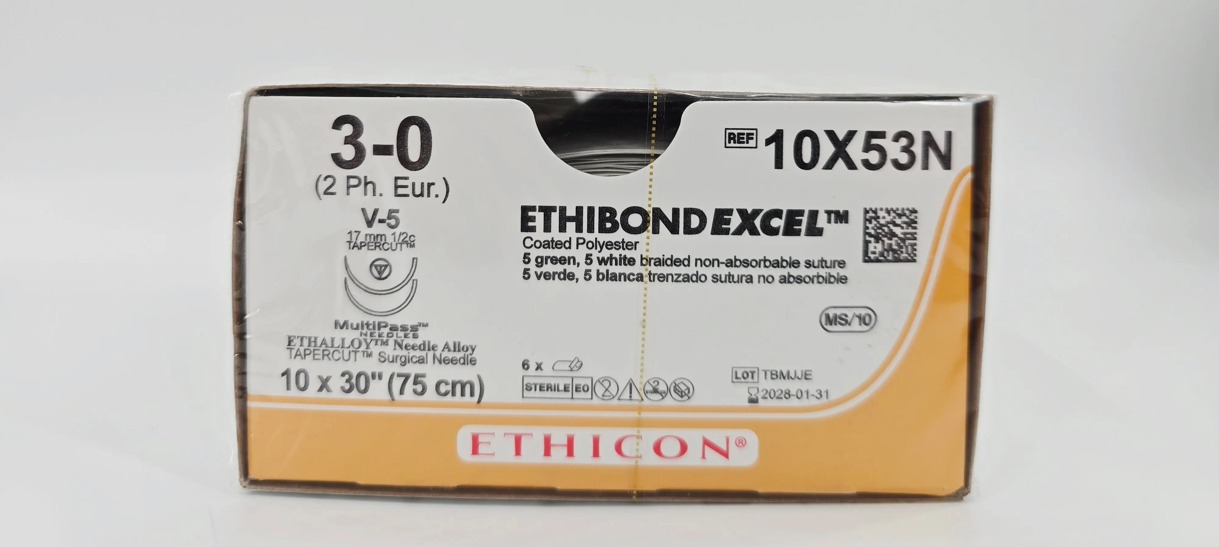 Ethicon 10X53N 3-0 Ethibond EXCEL 10x30" V-5 ETHALLOY BX/6 - Image 2