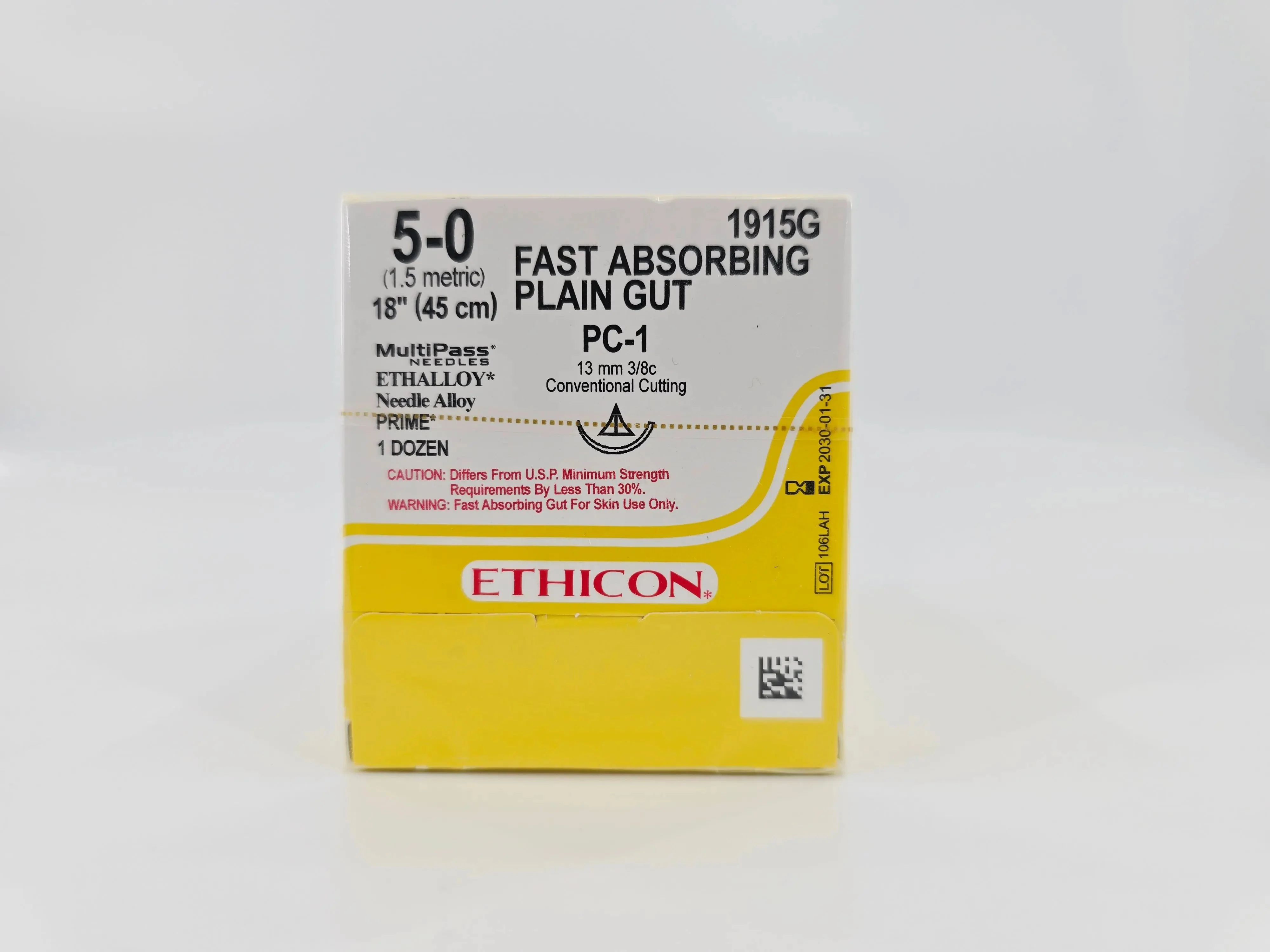 Ethicon 1915G FAST ABSORBING PLAIN GUT 5-0 Yellowish Tan 1X18" PC-1 13mm BX/12 - Image 2