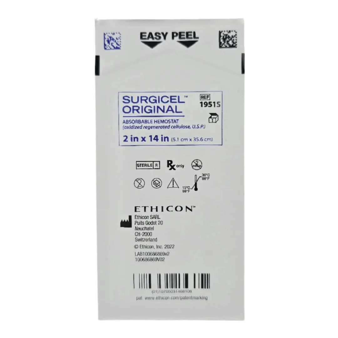 Ethicon 1951S Surgicel Original Absorbable Hemostat 2" x 14" 1/EA