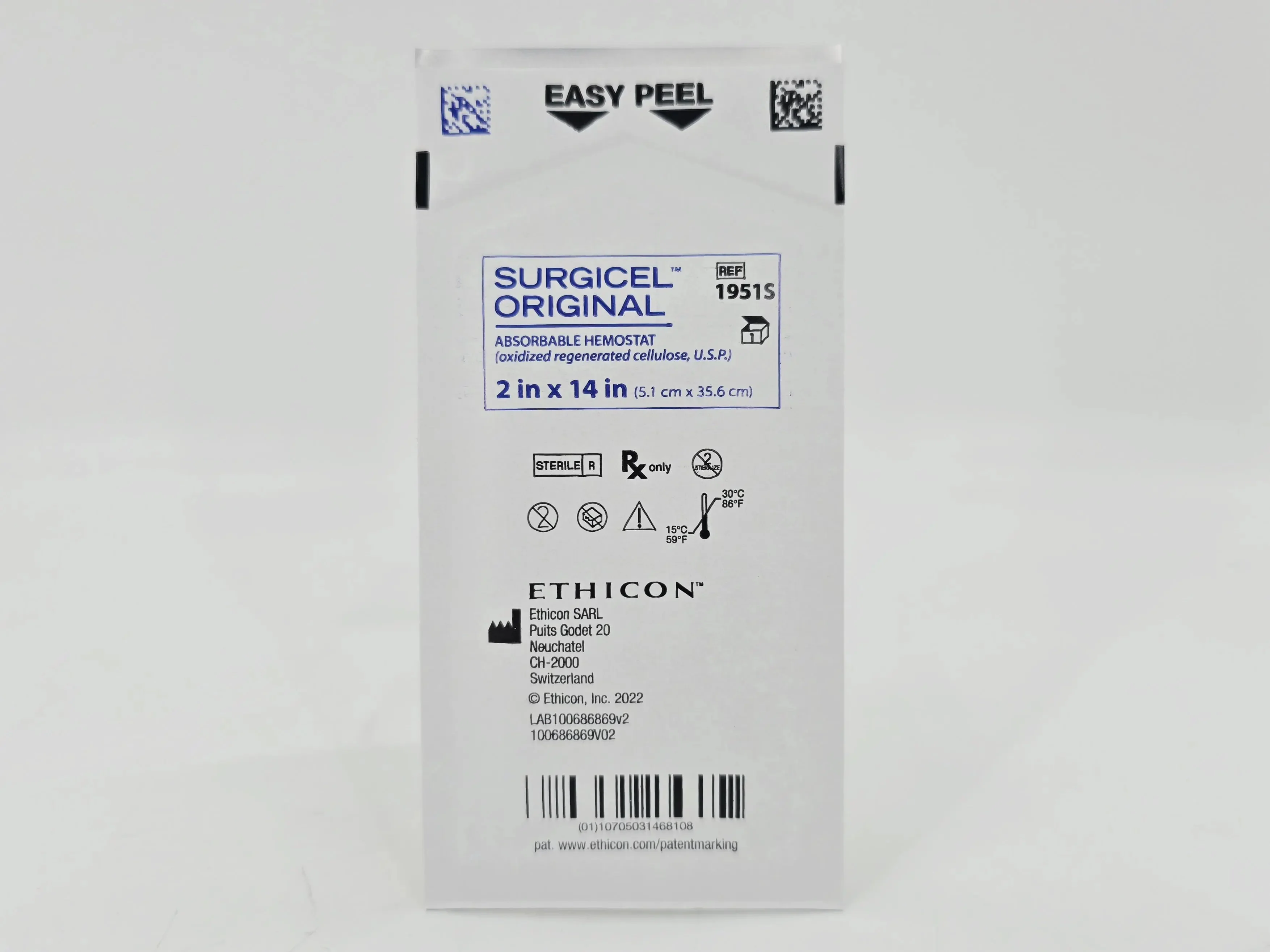 Ethicon 1951S Surgicel Original Absorbable Hemostat 2" x 14" 1/EA - Image 2