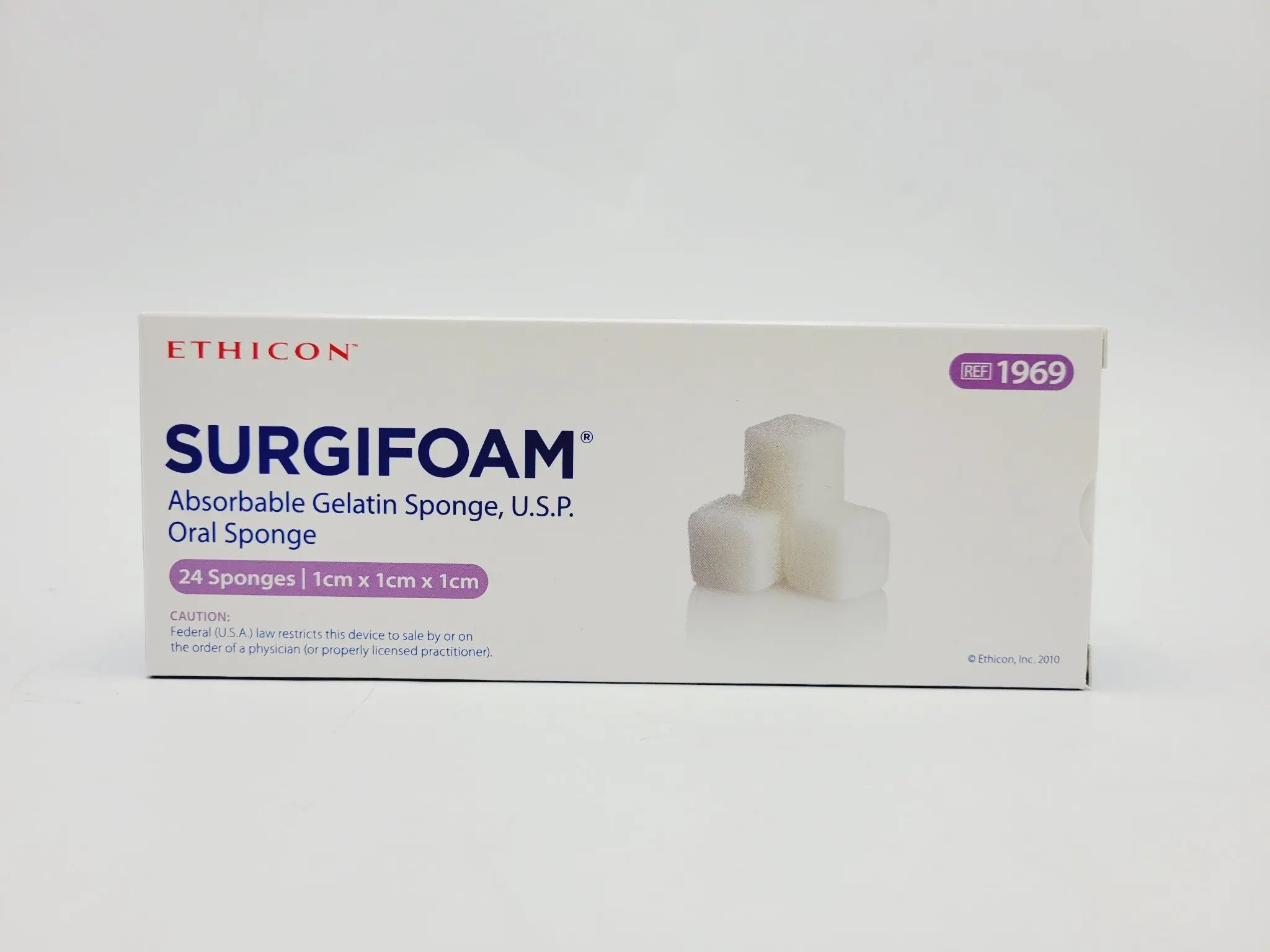 Ethicon 1969 SURGIFOAM 1cm Absorbable Gelatin Sponge, U.S.P. Box of 24 - Image 2