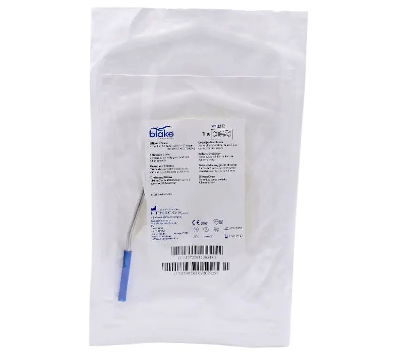 Ethicon 2212 Blake Silicone Drain Flat Full-Fluted 7 mm w/ 3/16" Trocar