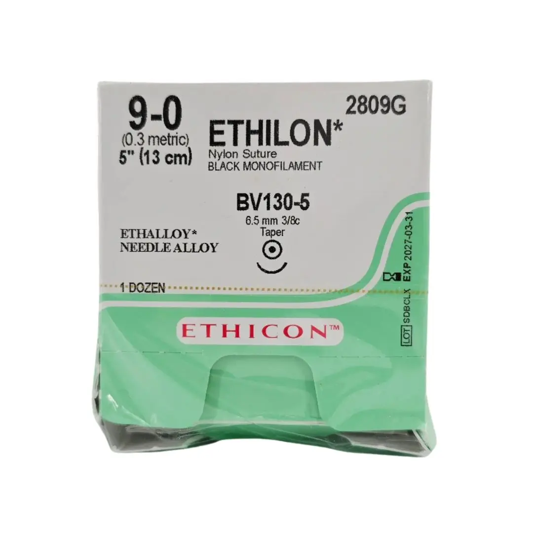 Ethicon 2809G ETHILON 9-0 Black 1X5" BV130-5 6.5mm BX/12